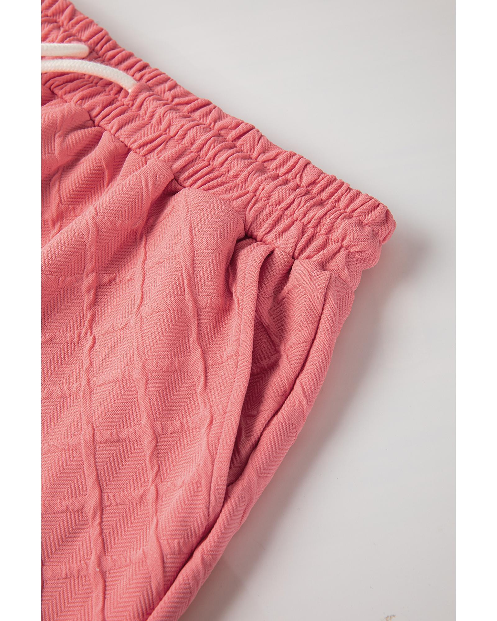 Casual Checkered Textured Tee and Drawstring Shorts - L 6
