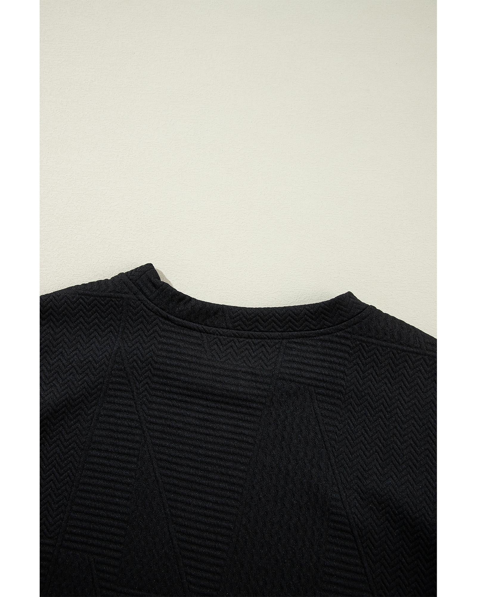 Black Ruffled Sleeve Summer Top and Cropped Loose Pants Set - S 5