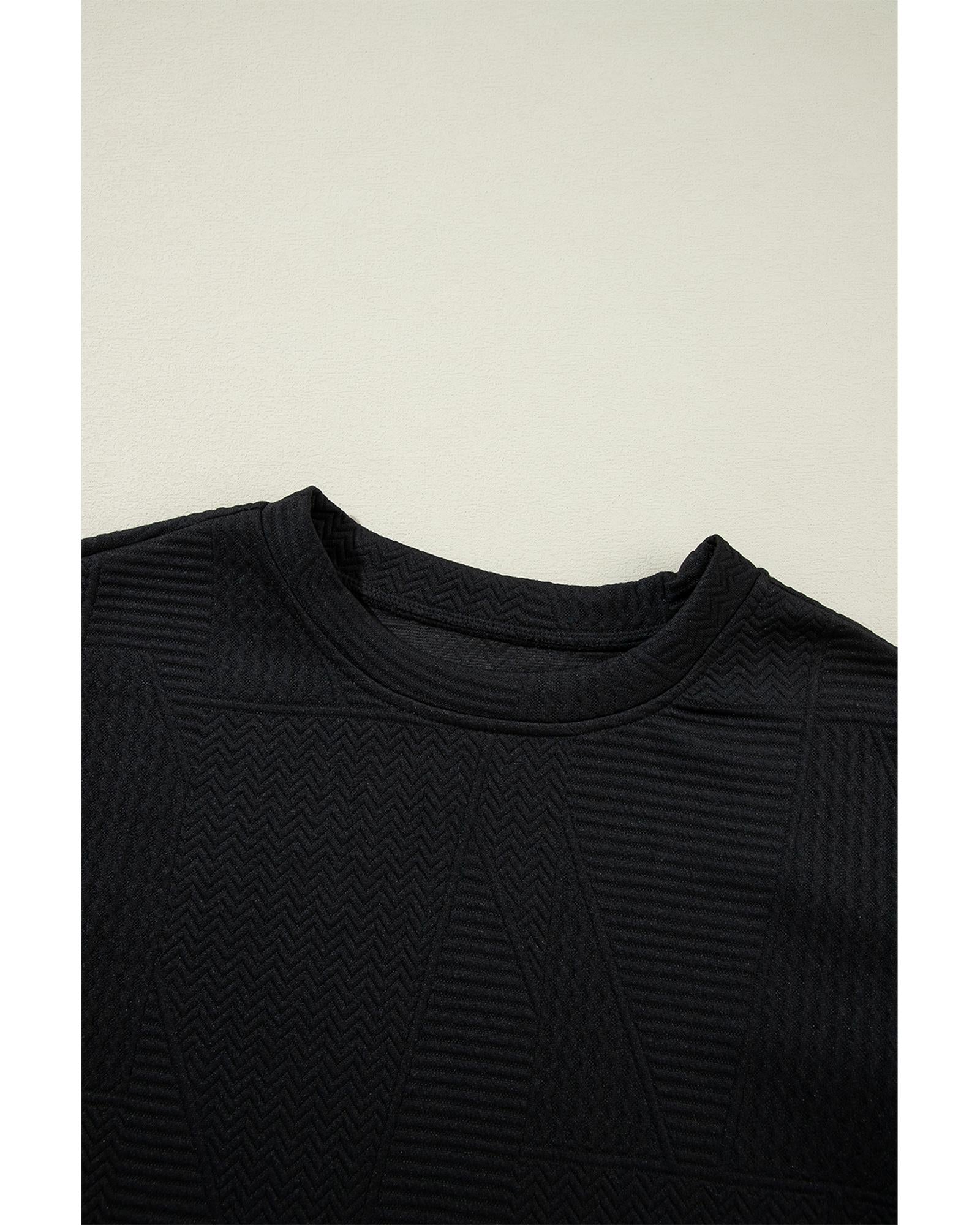 Black Ruffled Sleeve Summer Top and Cropped Loose Pants Set - S 6