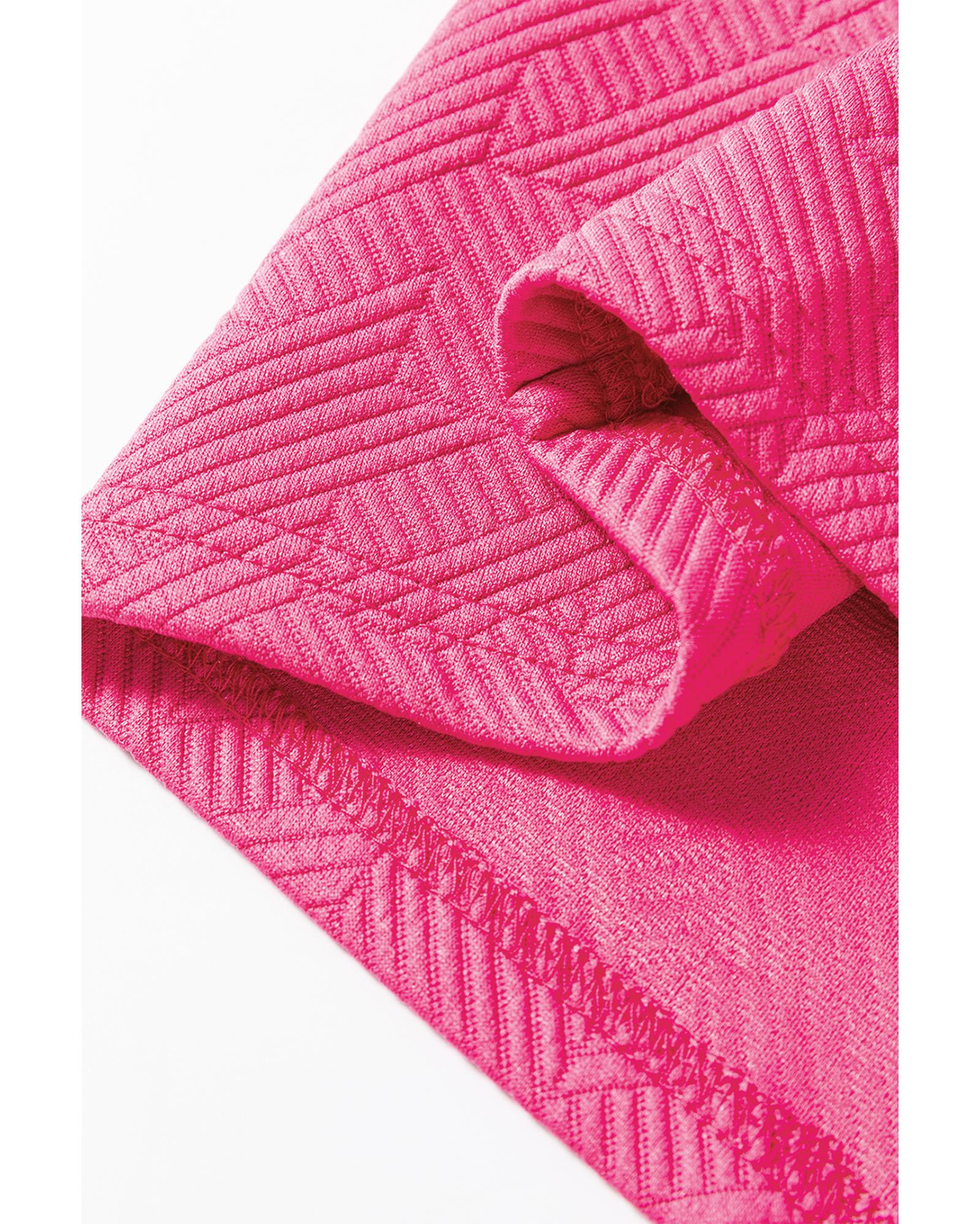 Rose Red Textured Puff Sleeve Top and Pants Set - M 8