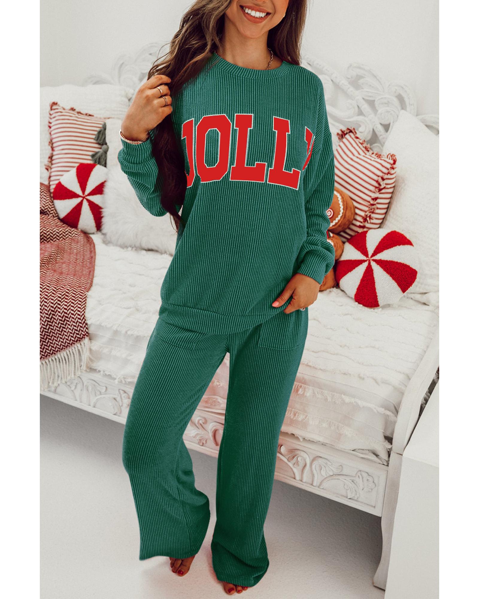 Evergreen JOLLY Corded Long Sleeve Top and Pockets Pants Set - XL 3