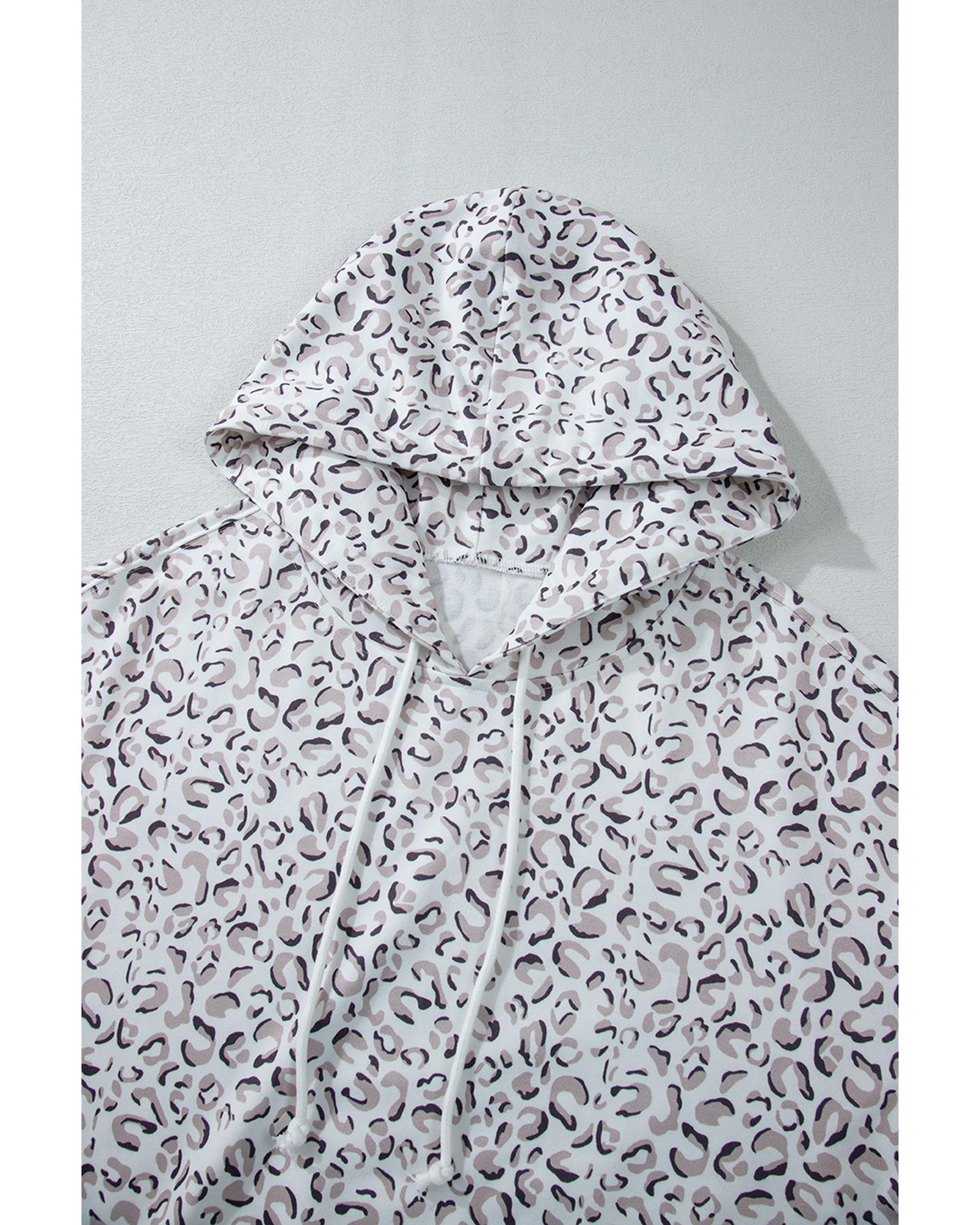 White Classic Leopard Hoodie and Shorts Set - XL 3