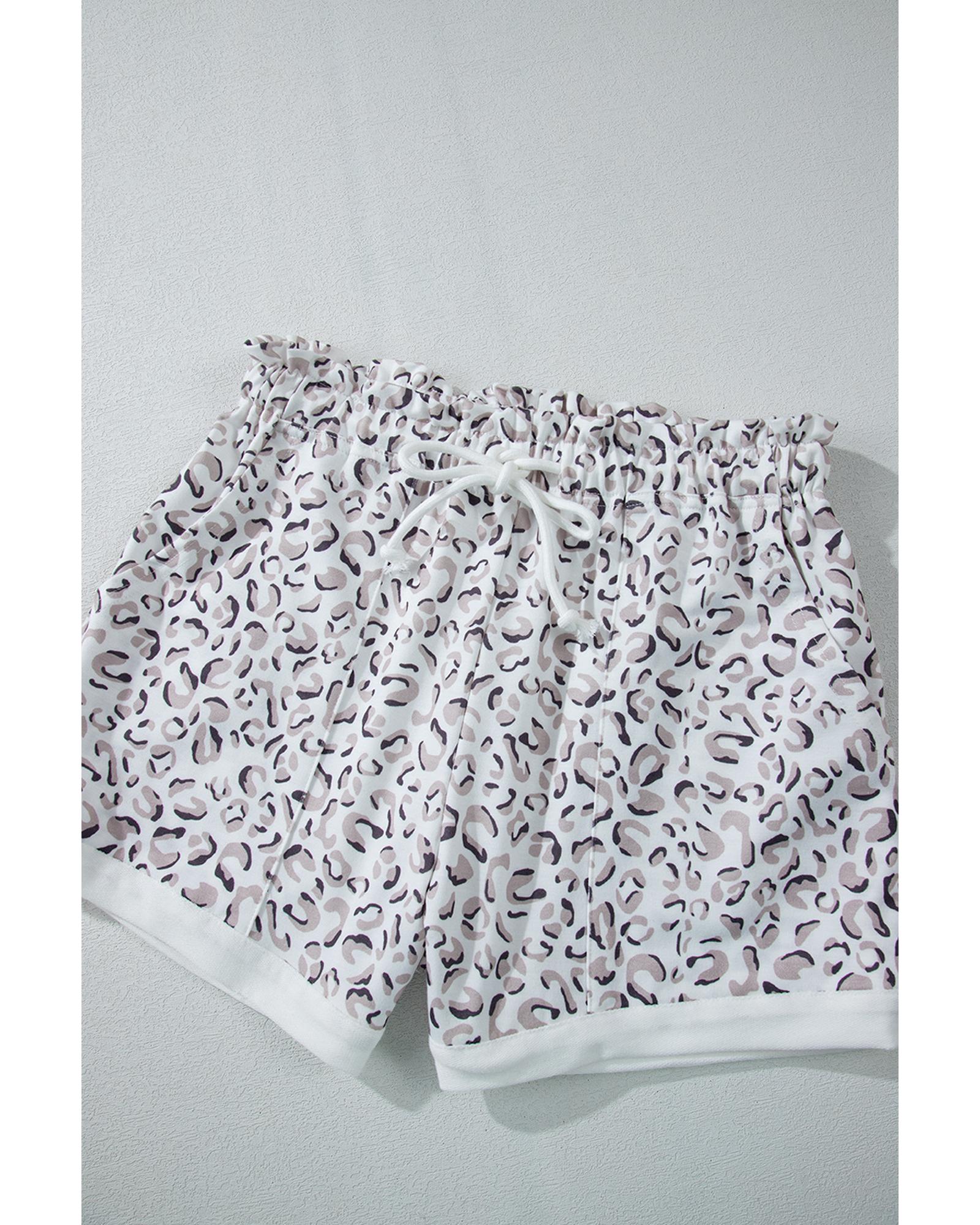 White Classic Leopard Hoodie and Shorts Set - XL 5