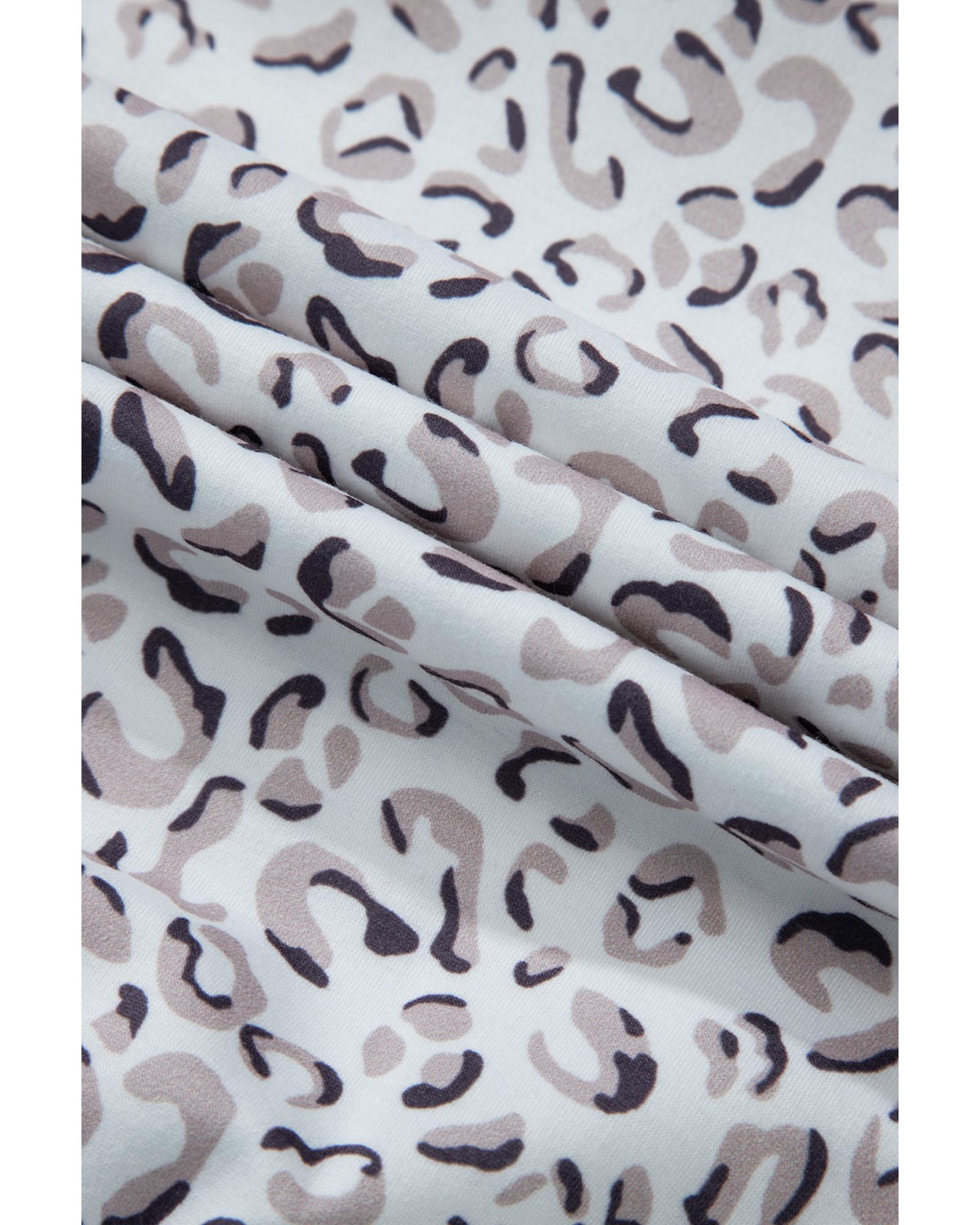 White Classic Leopard Hoodie and Shorts Set - XL 7