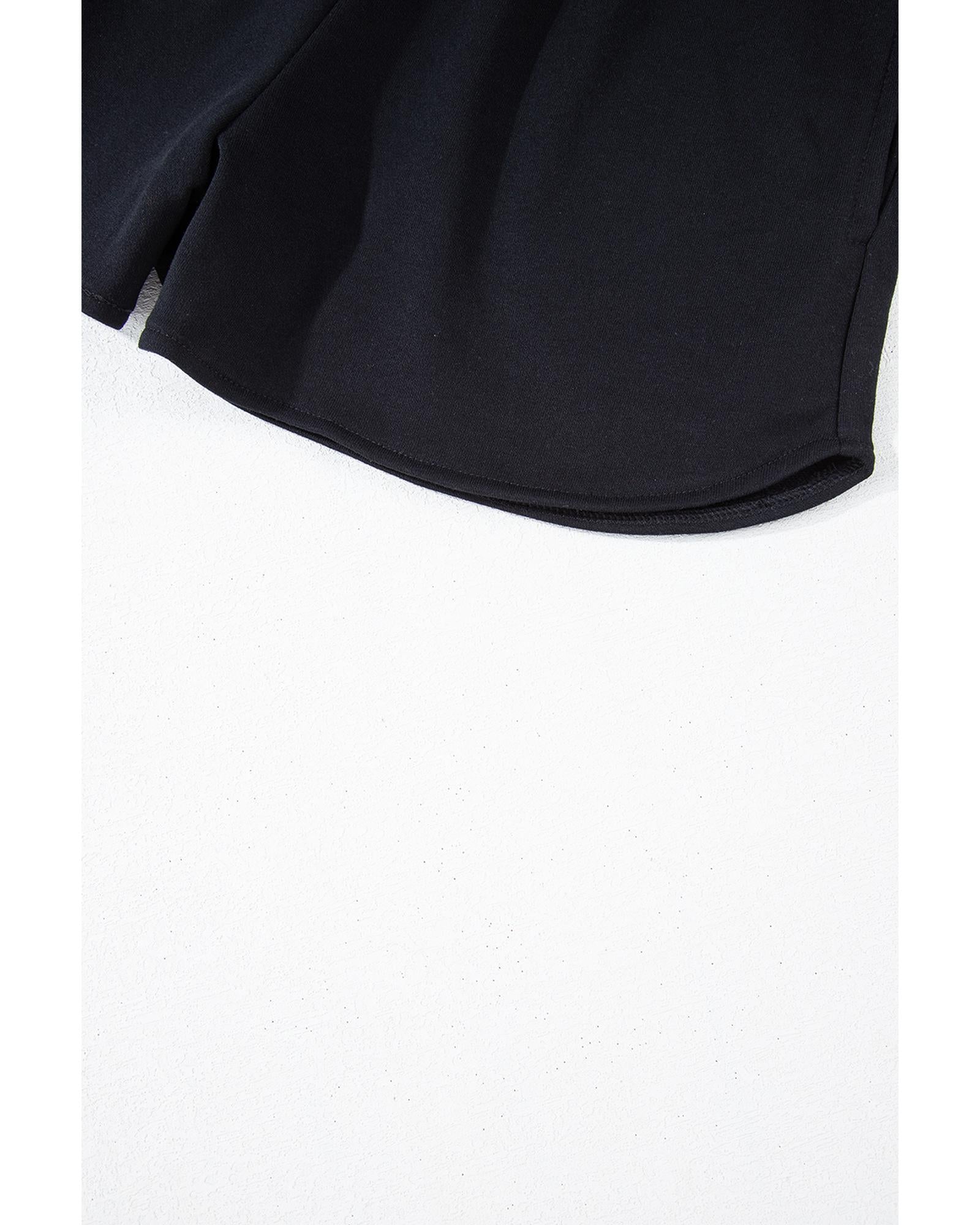 Black Sequined COFFEE Loose Fit Sweatshirt and Shorts Set - XL 8