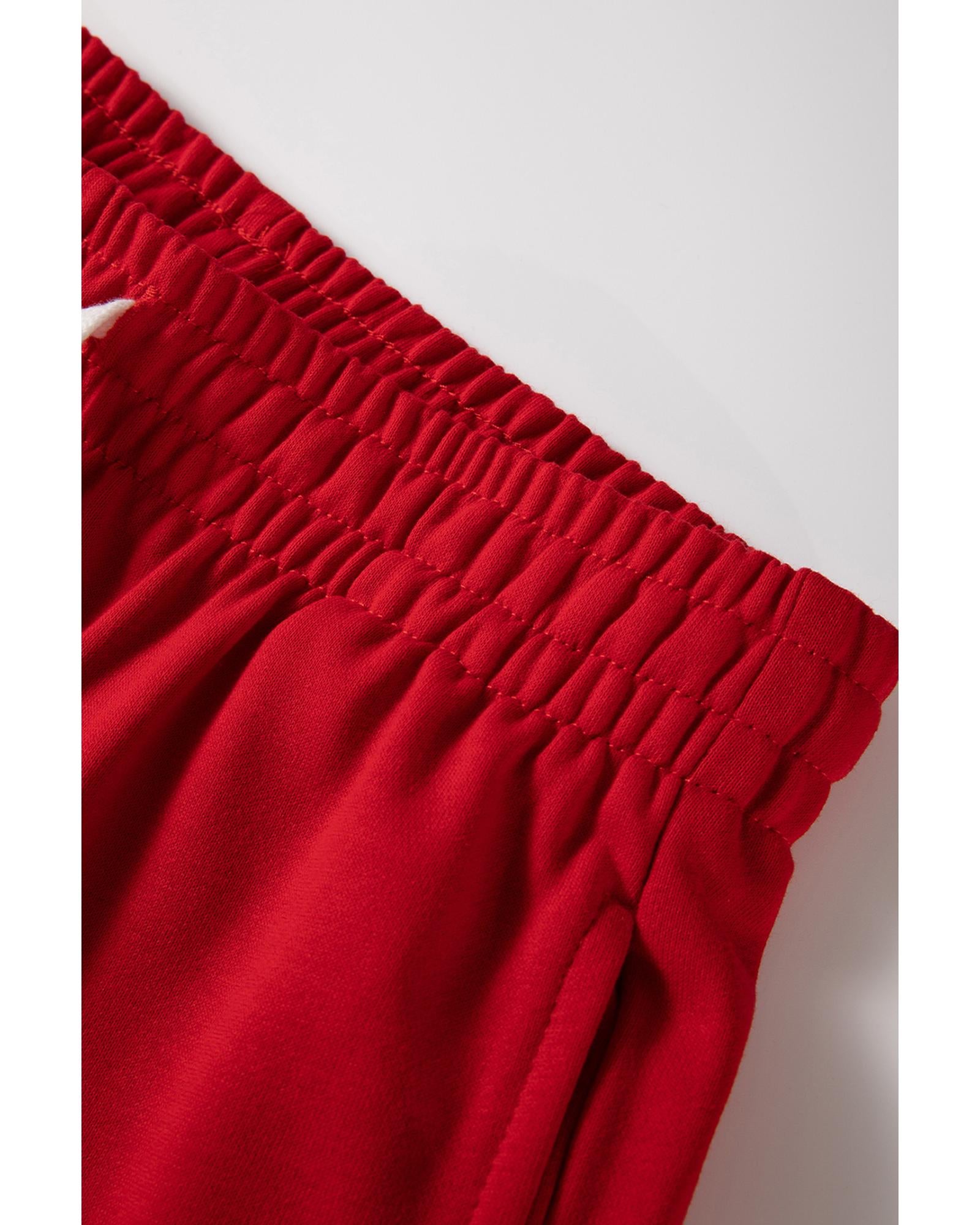 Red Stripe Drop Shoulder Pullover and Jogger Pants Set - L 3