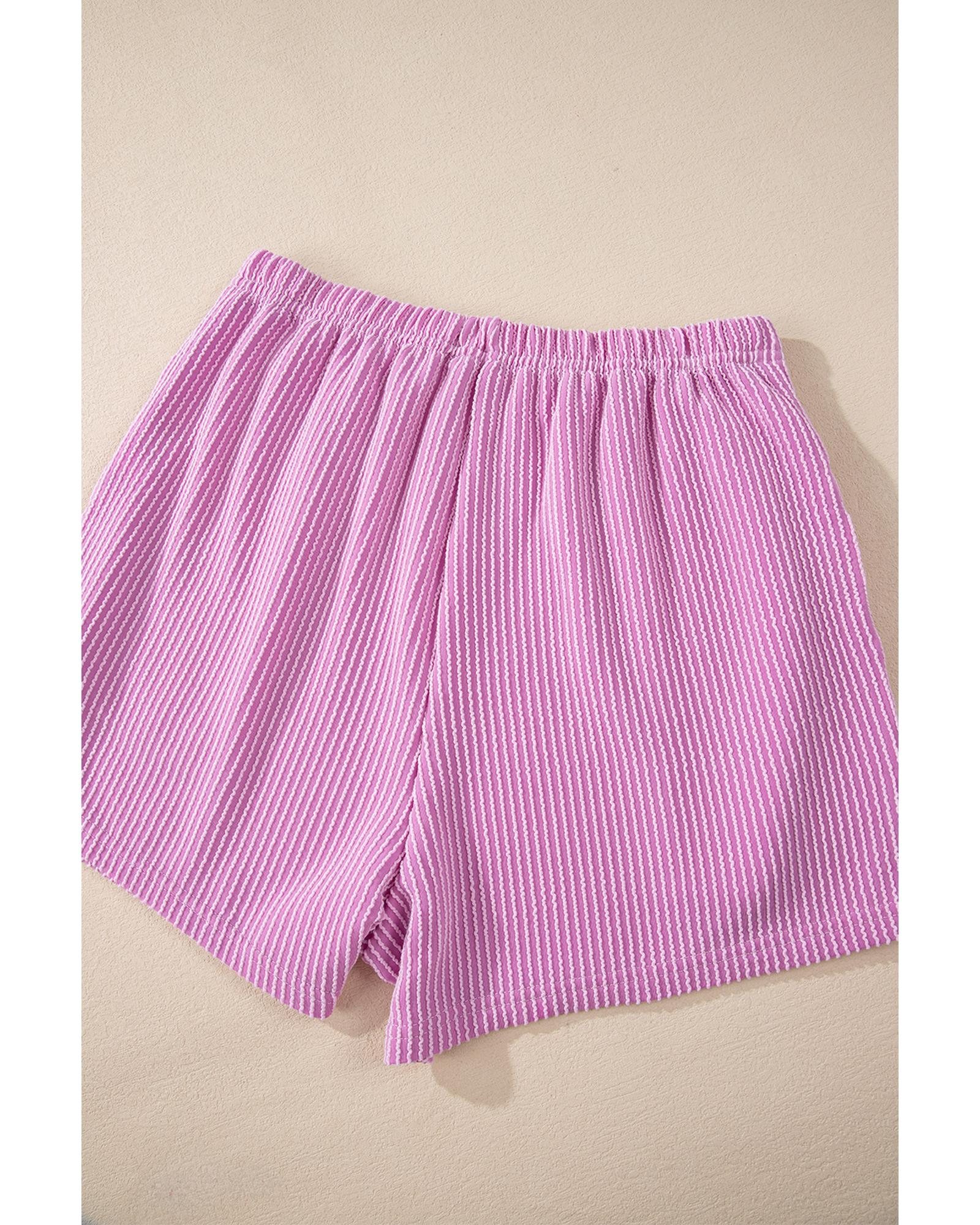 Phalaenopsis Corded Knit Long Sleeve Top and High Waist Shorts Set - XL 4
