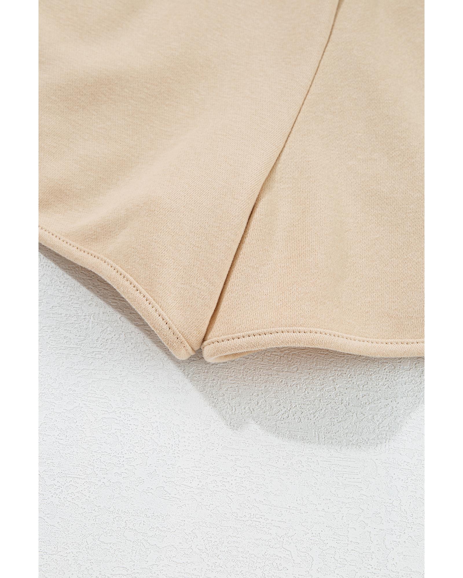 Apricot Striped Accent Pullover and Shorts Two Piece Casual Set - M 7