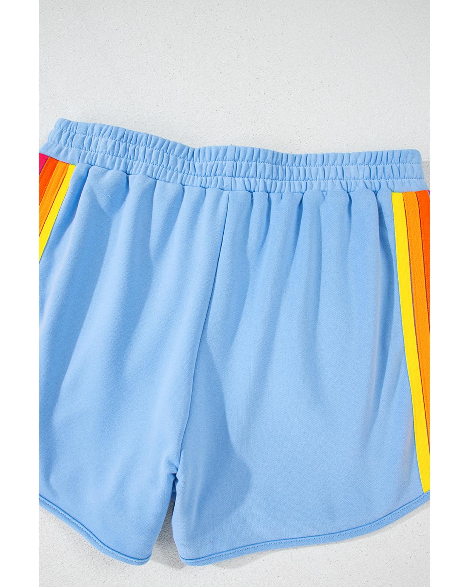 Beau Blue Striped Accent Pullover and Shorts Two Piece Casual Set - L 7
