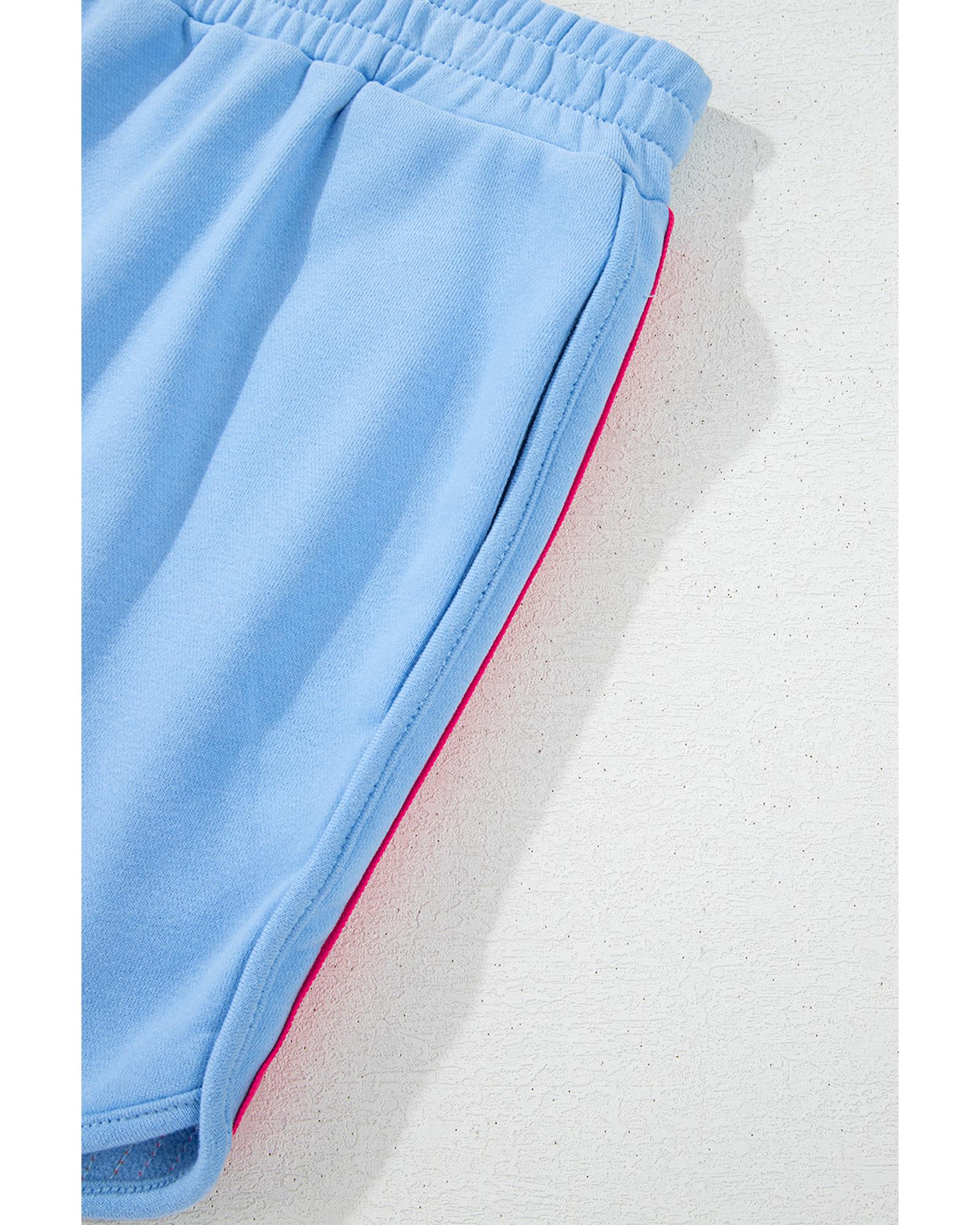 Beau Blue Striped Accent Pullover and Shorts Two Piece Casual Set - M 4