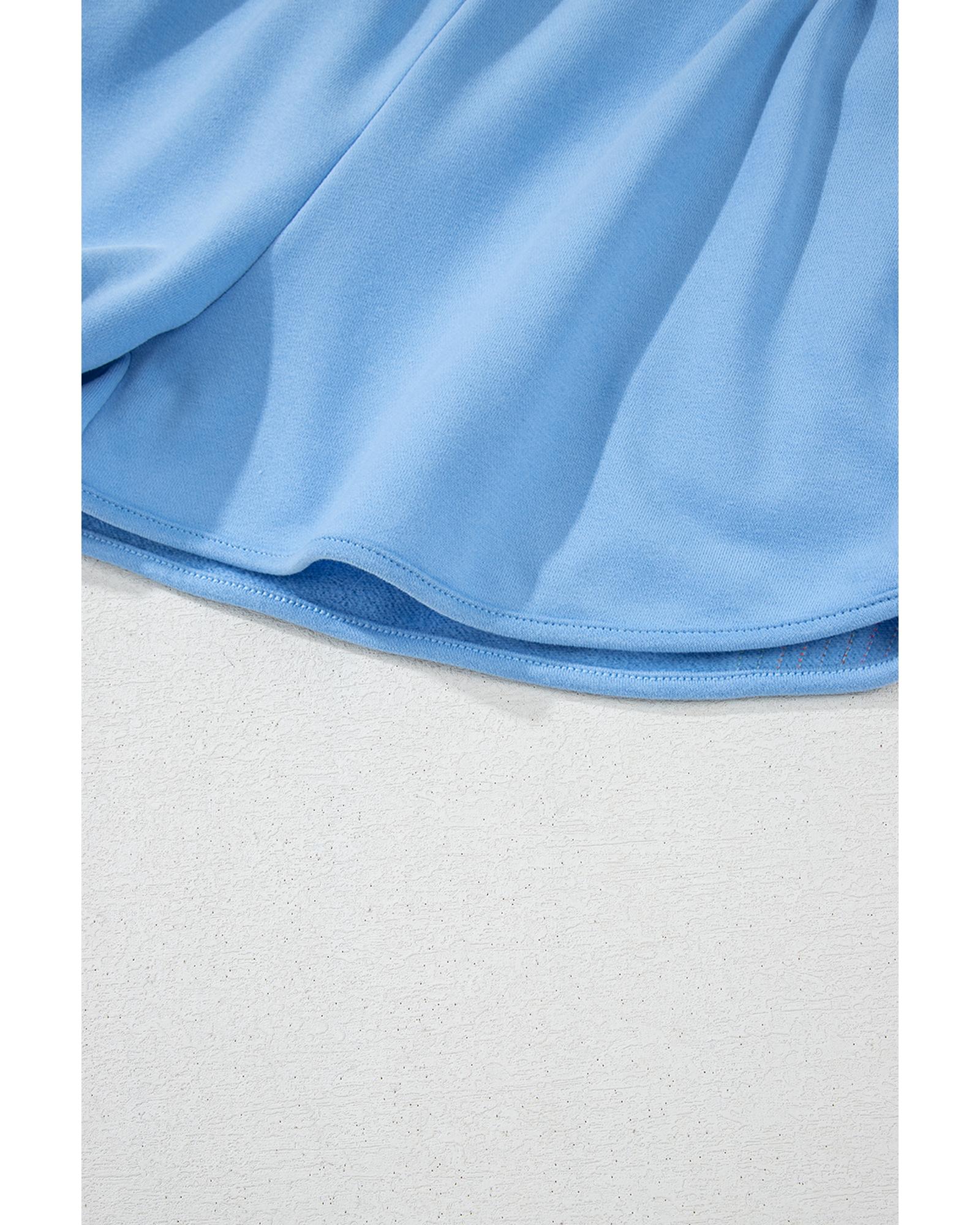 Beau Blue Striped Accent Pullover and Shorts Two Piece Casual Set - S 7