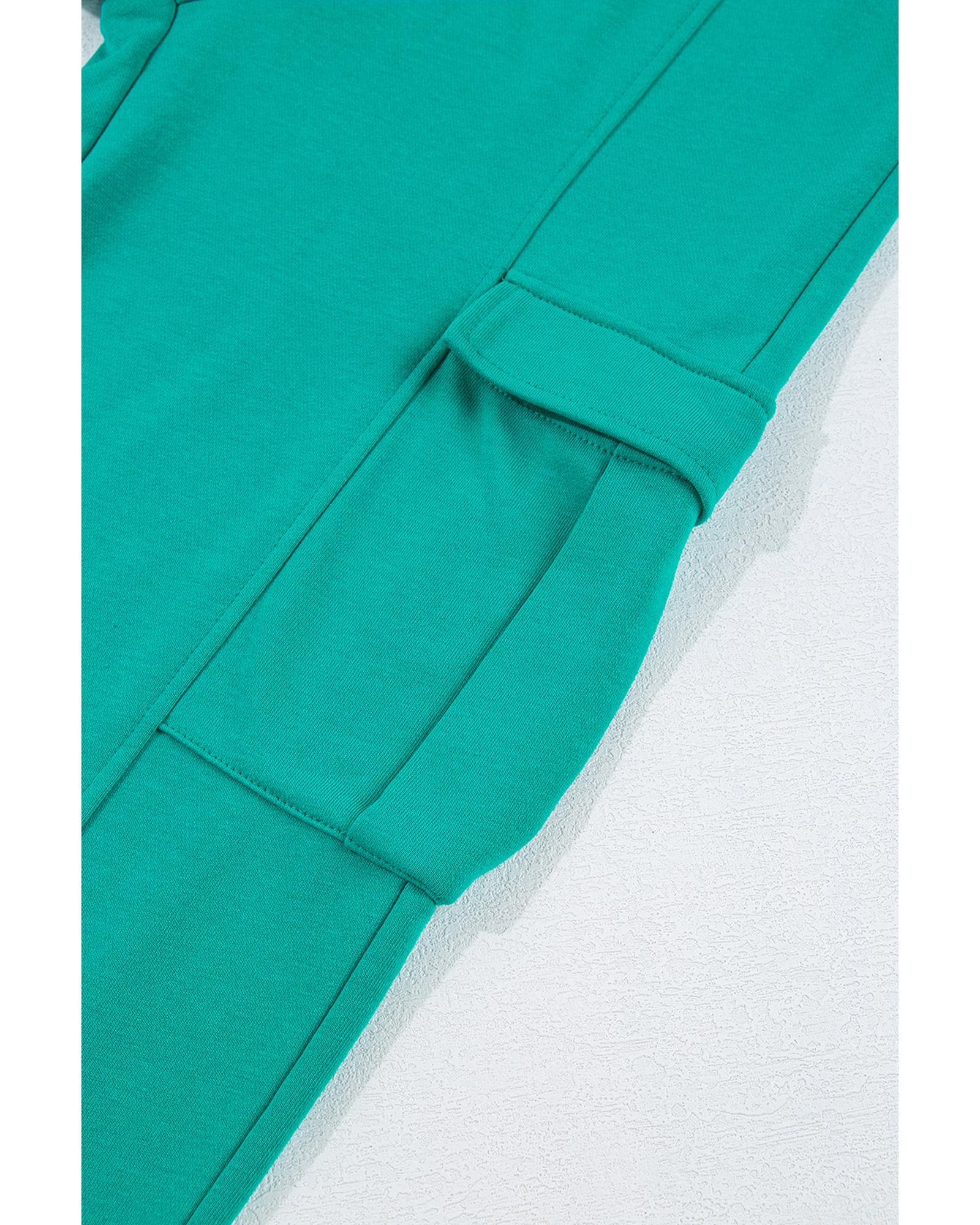 Solid Color Pullover Top and Cargo Pants Set - L 4