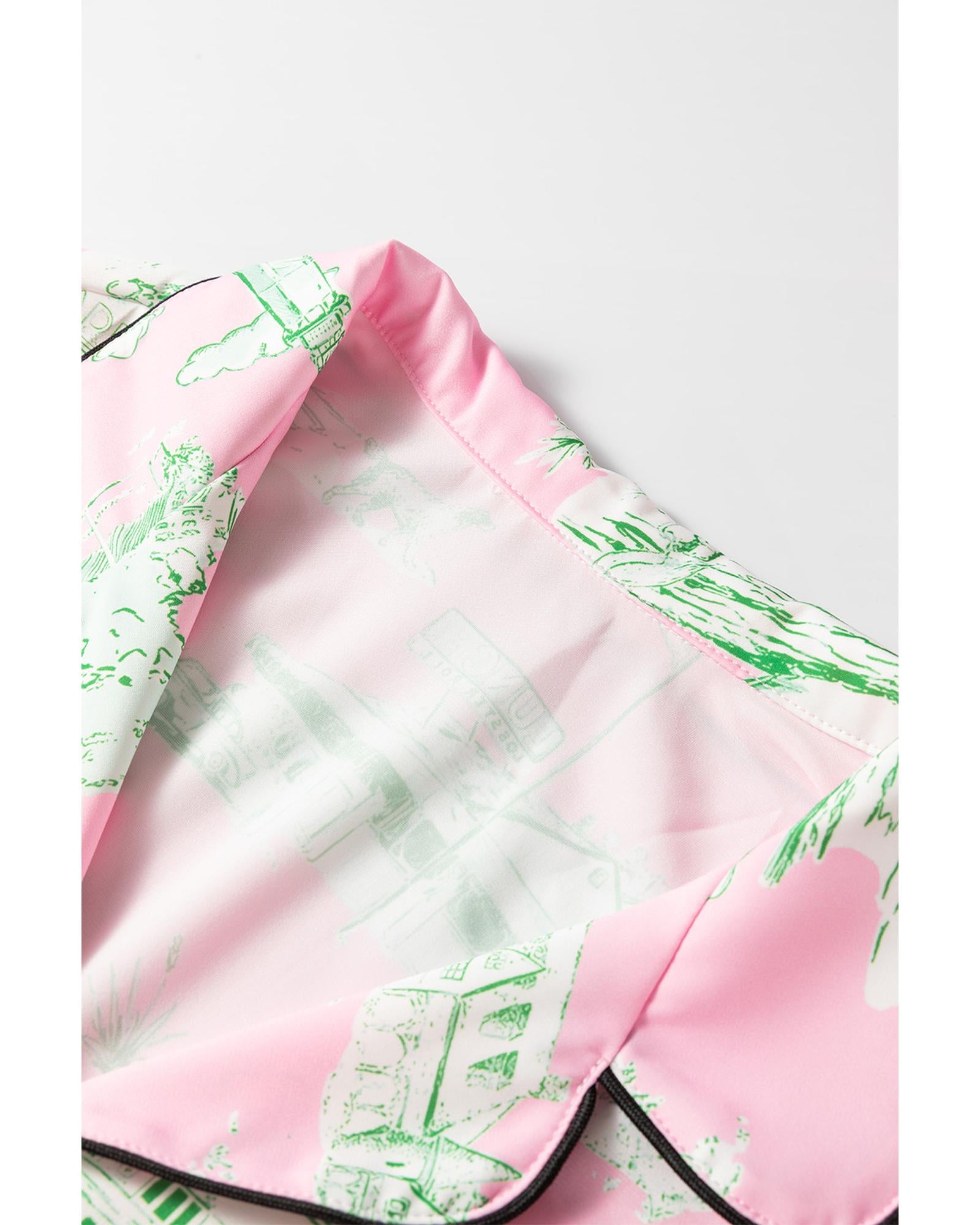 Pink Holiday Resort Short 2pcs Pajama Set - XL 4