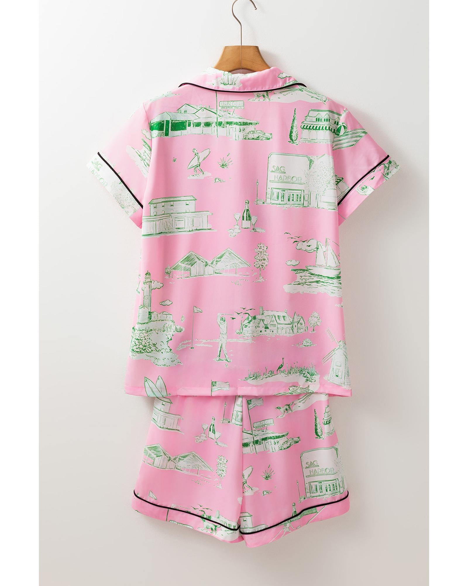 Pink Holiday Resort Short 2pcs Pajama Set - XL 8