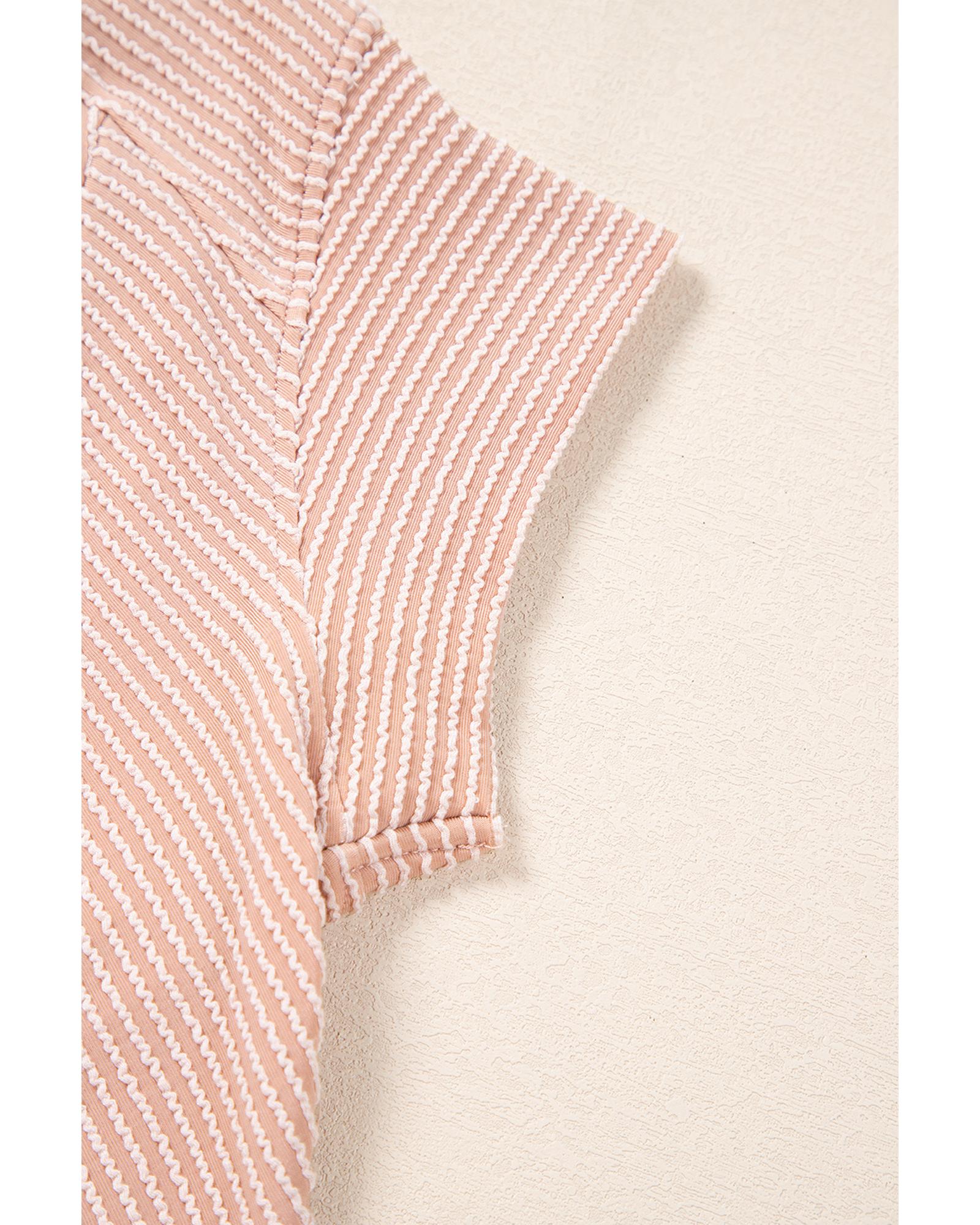 Smoke Gray Solid Corded Knit Short Sleeve T Shirt and Wide Leg Pants Set - M 8