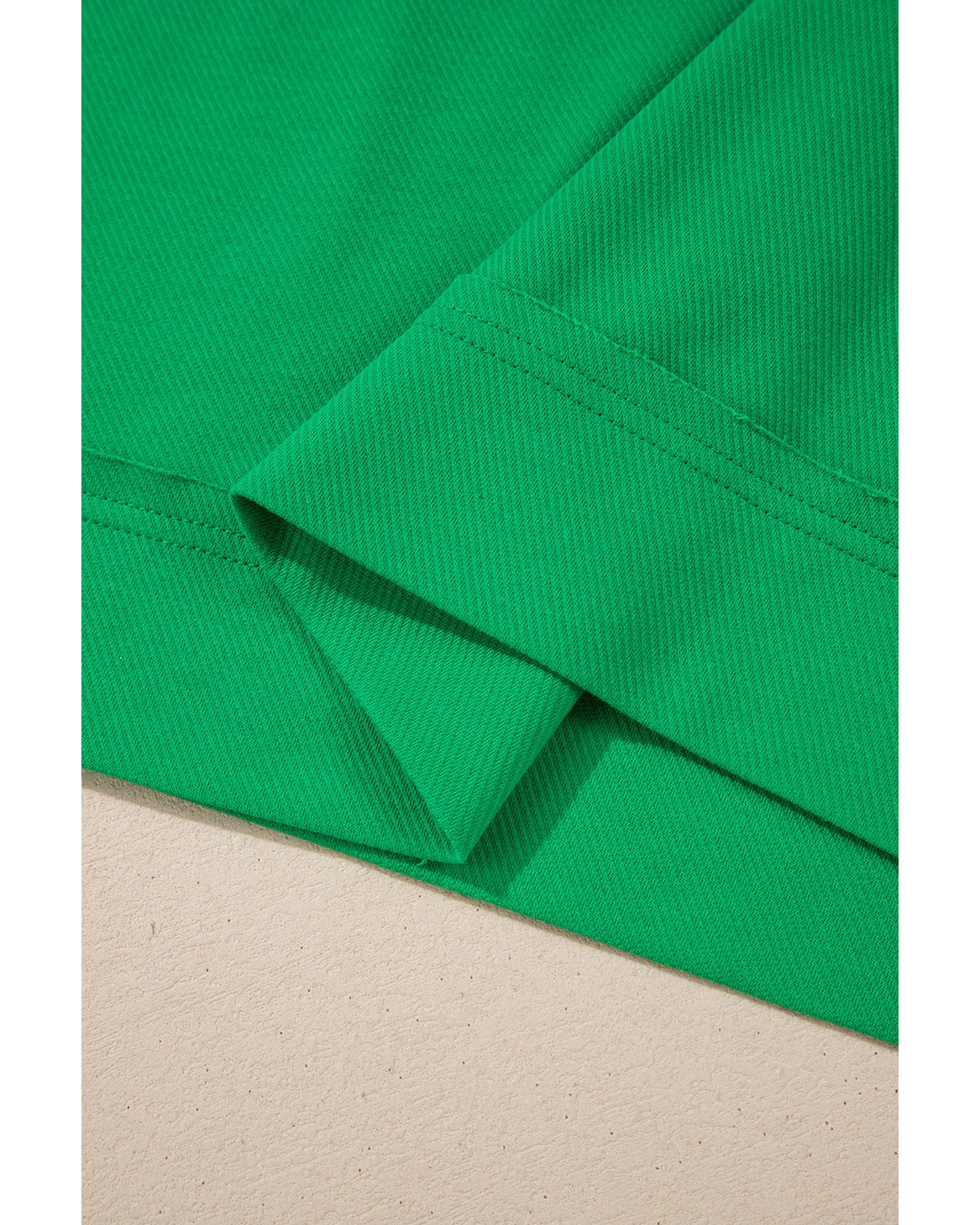Bright Green Two Tone Contrast Textured Crewneck Tee and Shorts Set - M 6
