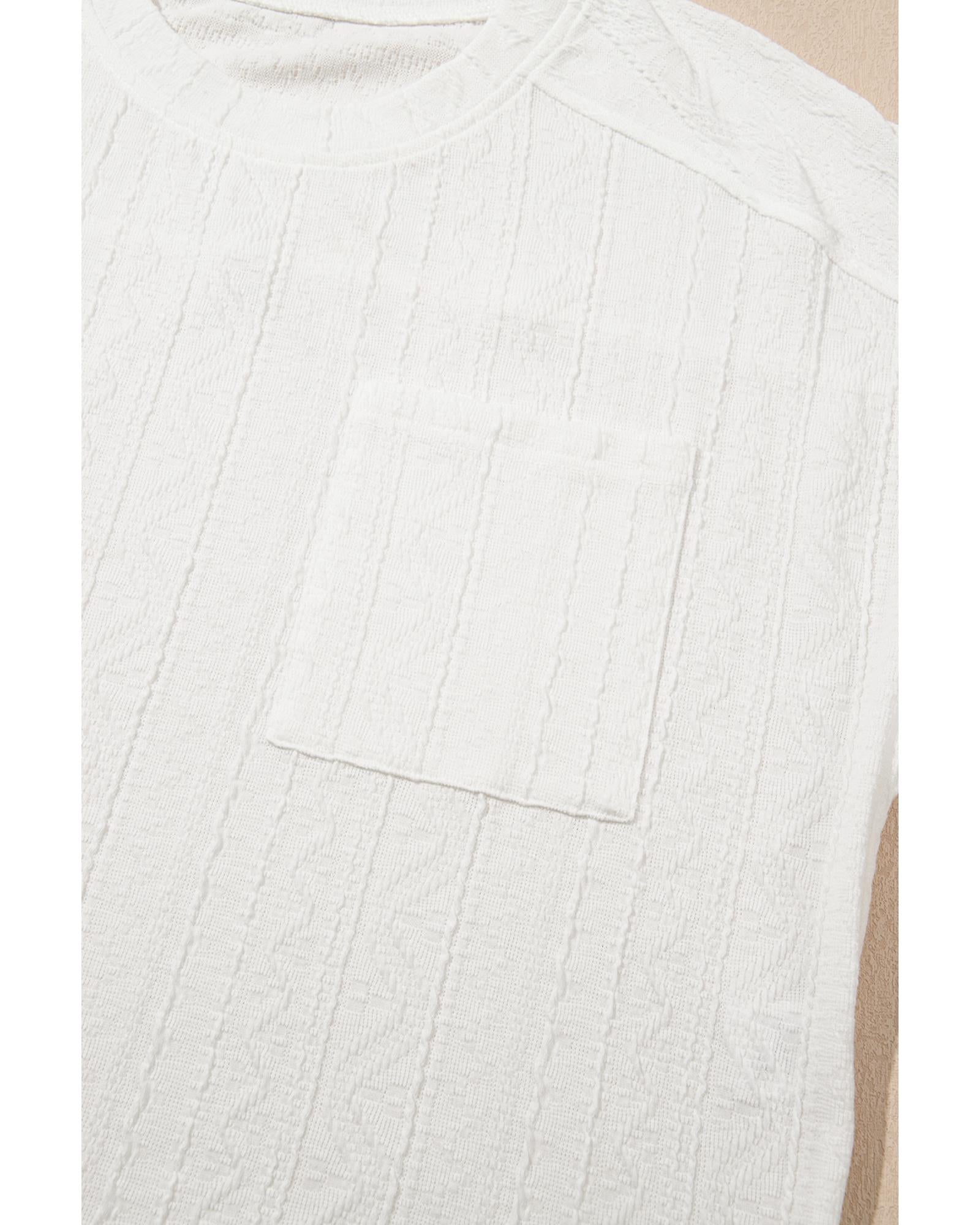 Jet Stream Textured Patched Pocket Short Sleeve Top Drawstring Shorts Set - M 8