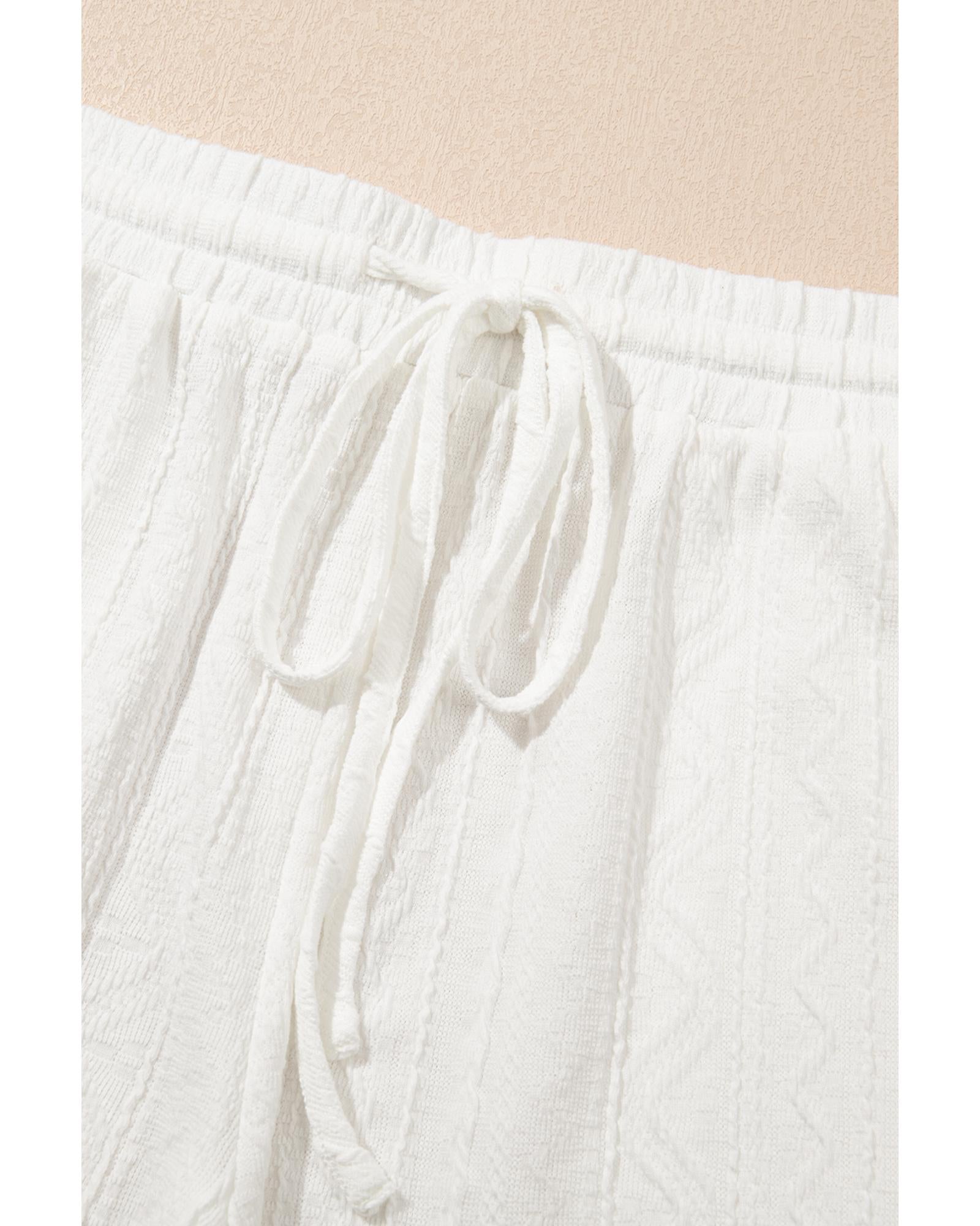 Jet Stream Textured Patched Pocket Short Sleeve Top Drawstring Shorts Set - XL 5