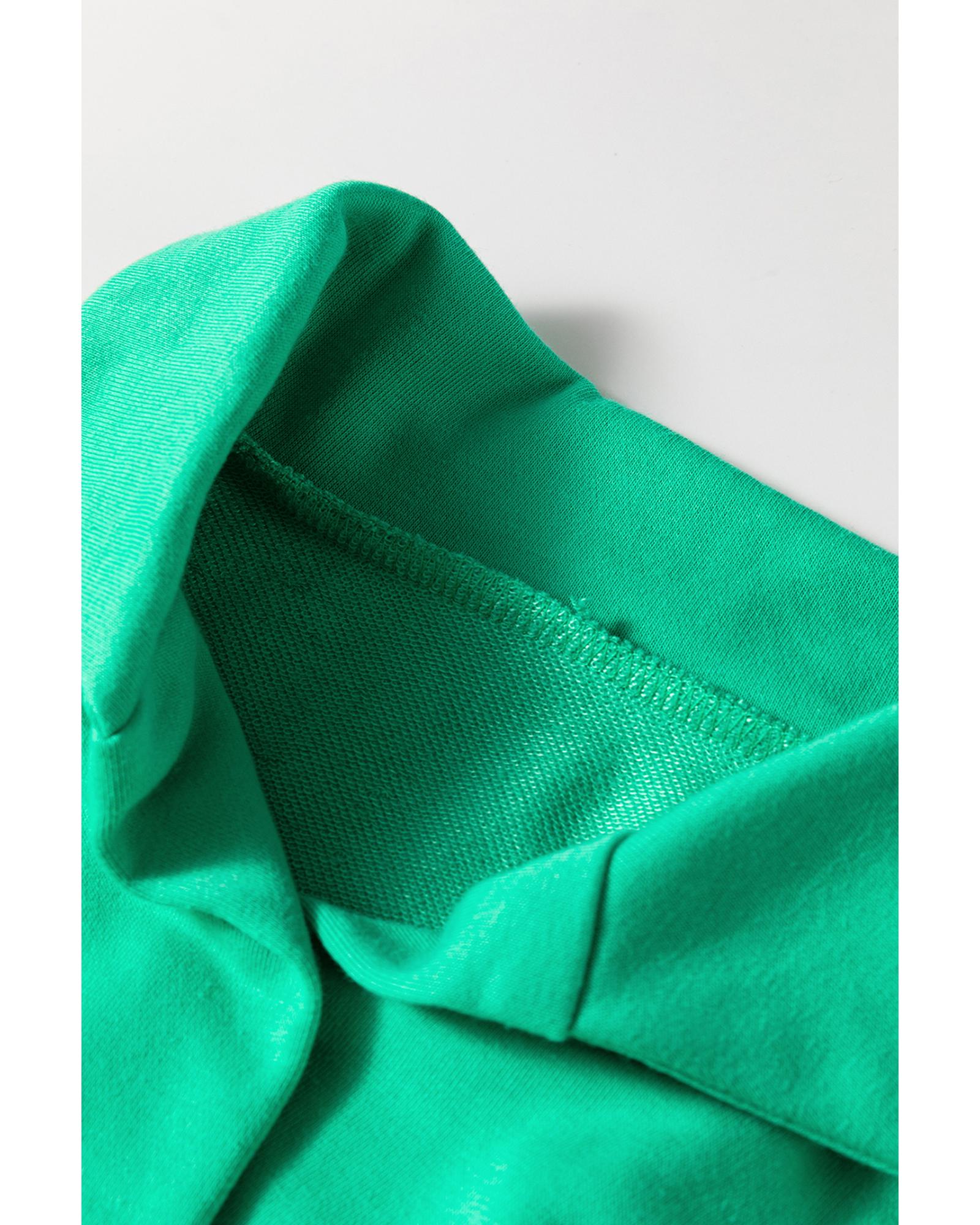 Sea Green Rainbow Colorblock Collared Short Sleeve Top 2 Piece Shorts Set - XL