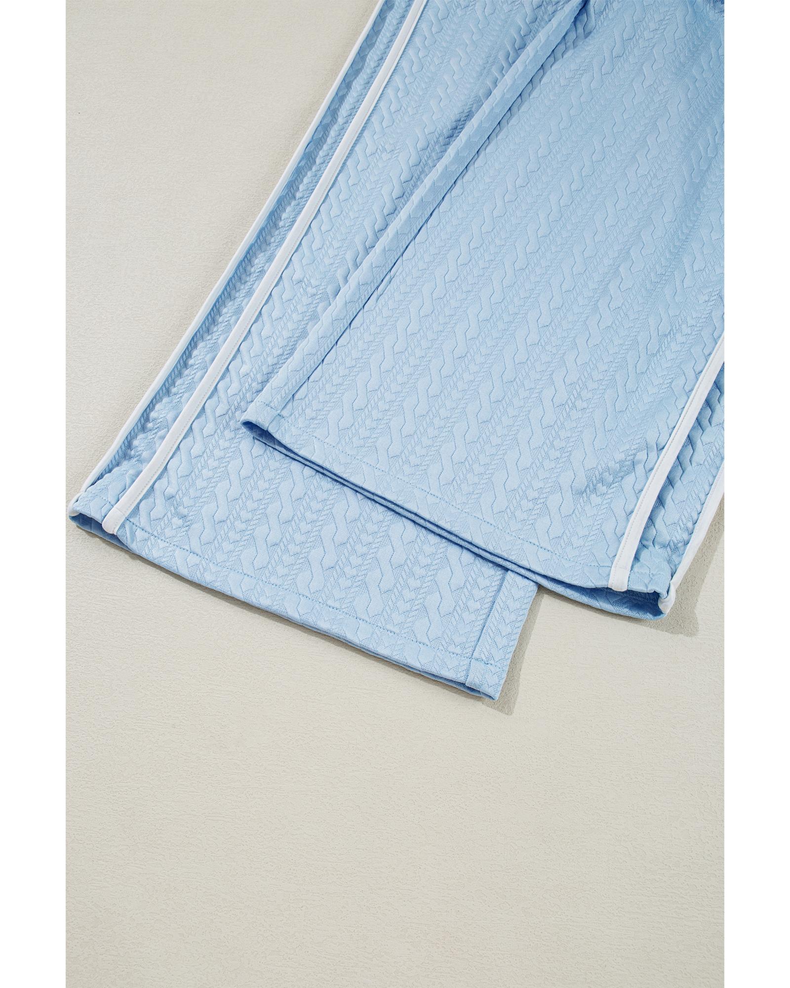 Beau Blue Textured Colorblock Edge Tank Top High Waist Pants Set - XL 6