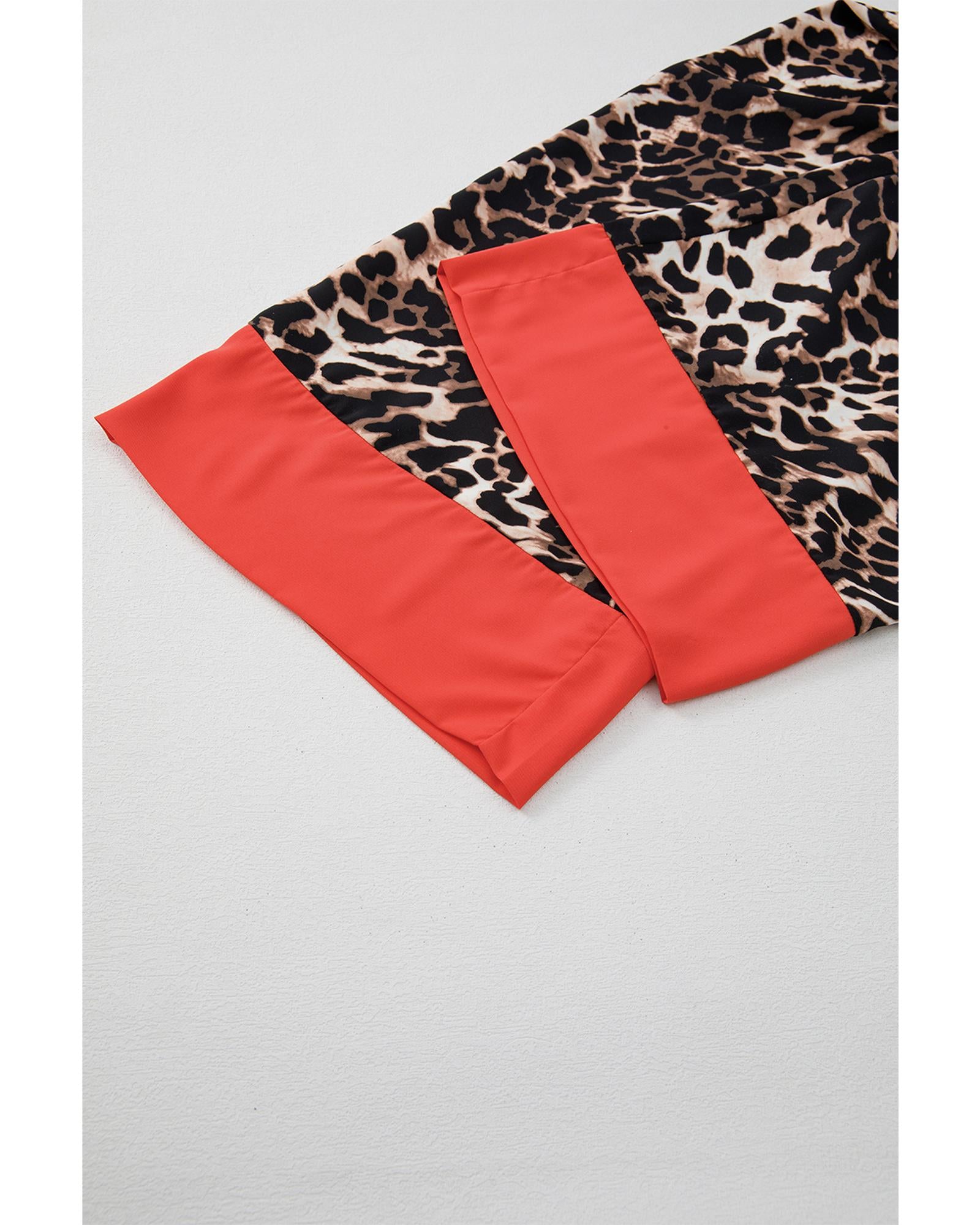 Brown Animal Print Color Contrast Edge Loose Fit Pants Set - XL 6