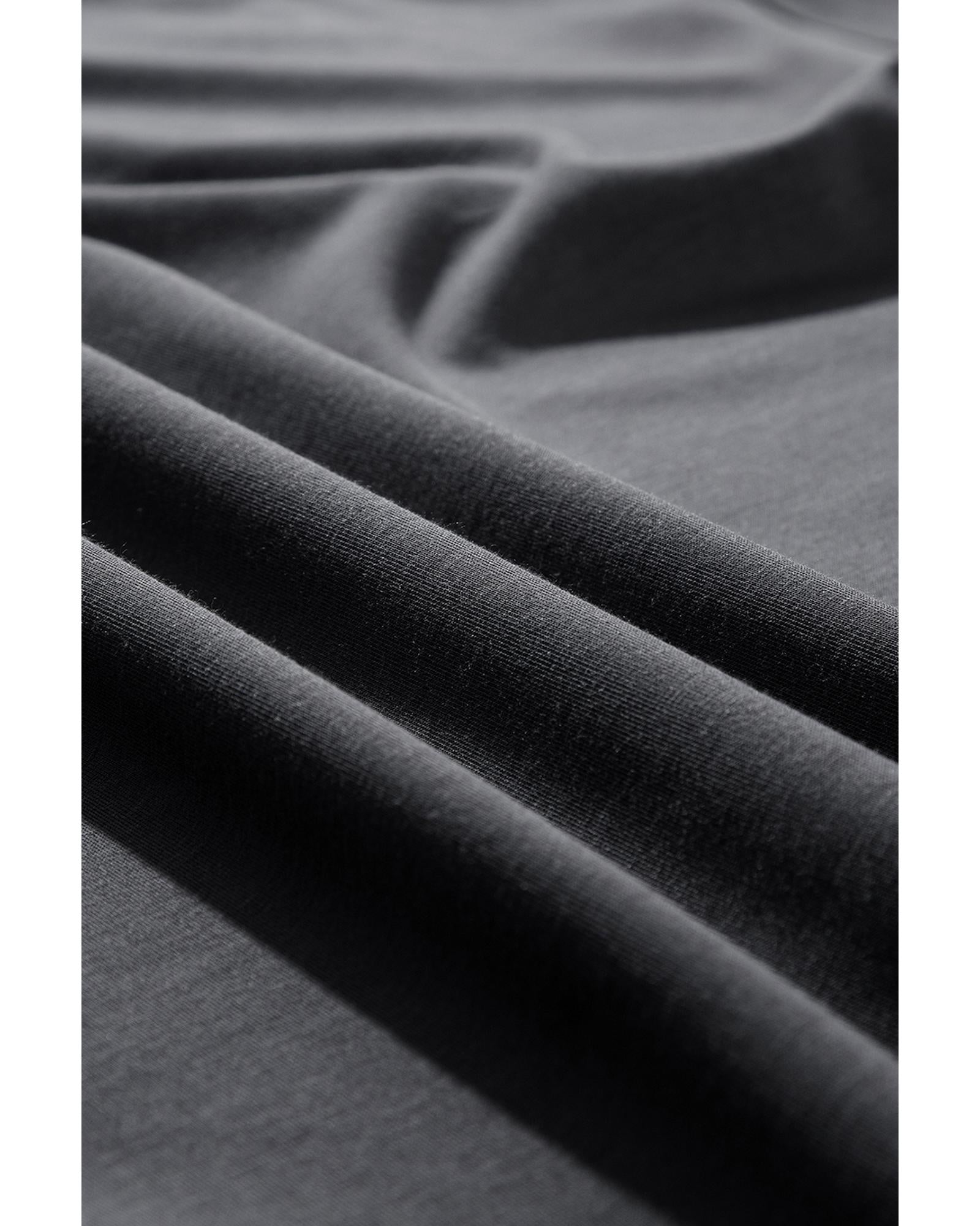 Dark Grey Drawstring Side Crewneck Tee and Loose Pants Set - XL 5