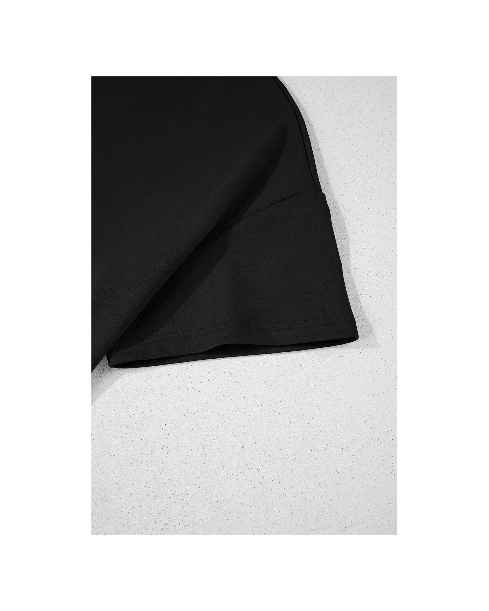 Black 2pcs Cropped Tee and Ruffle High Waist Skort Set - L 7