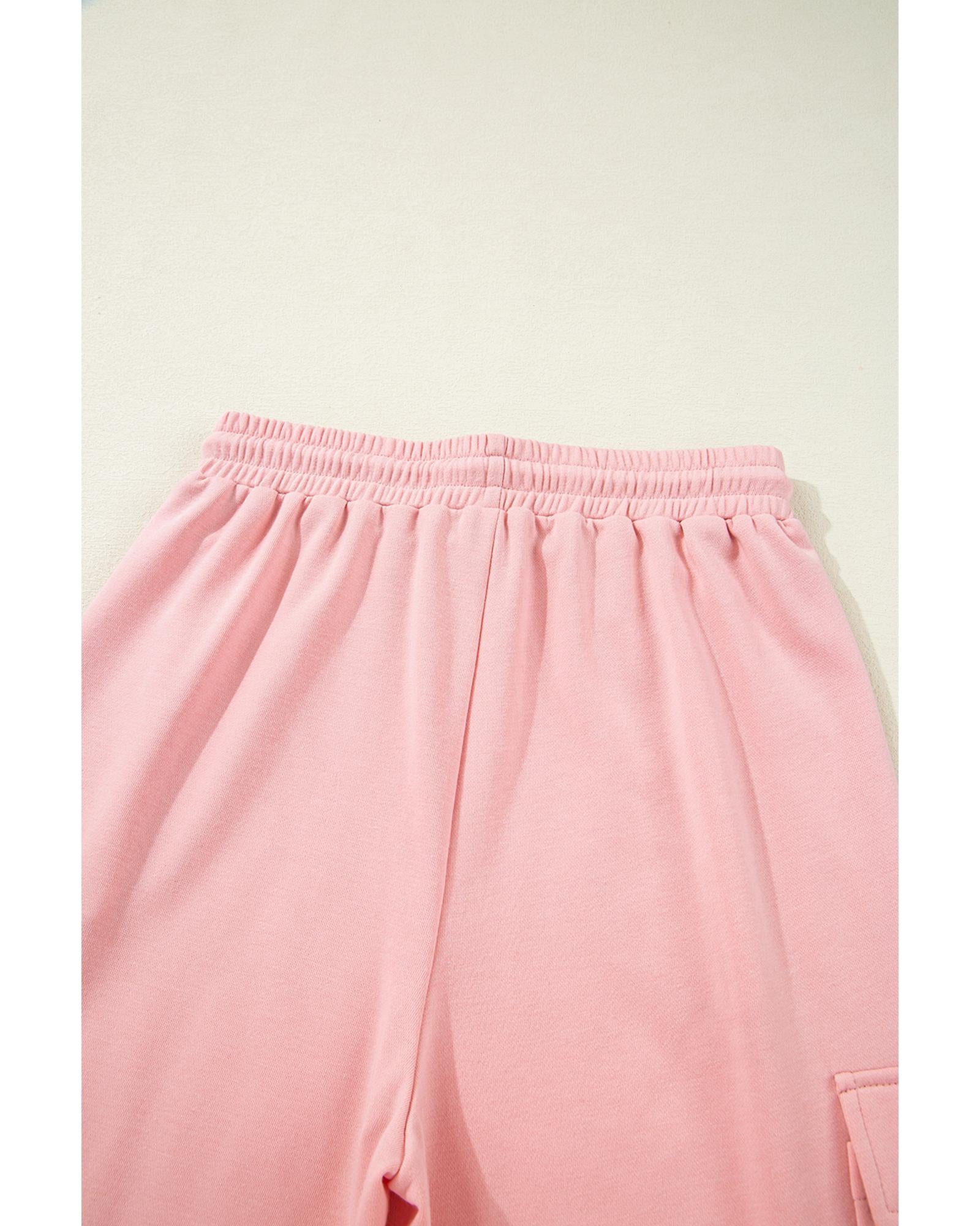 Apricot Pink Half Sleeve T-Shirt & Cargo Sweatpants Set - M 8