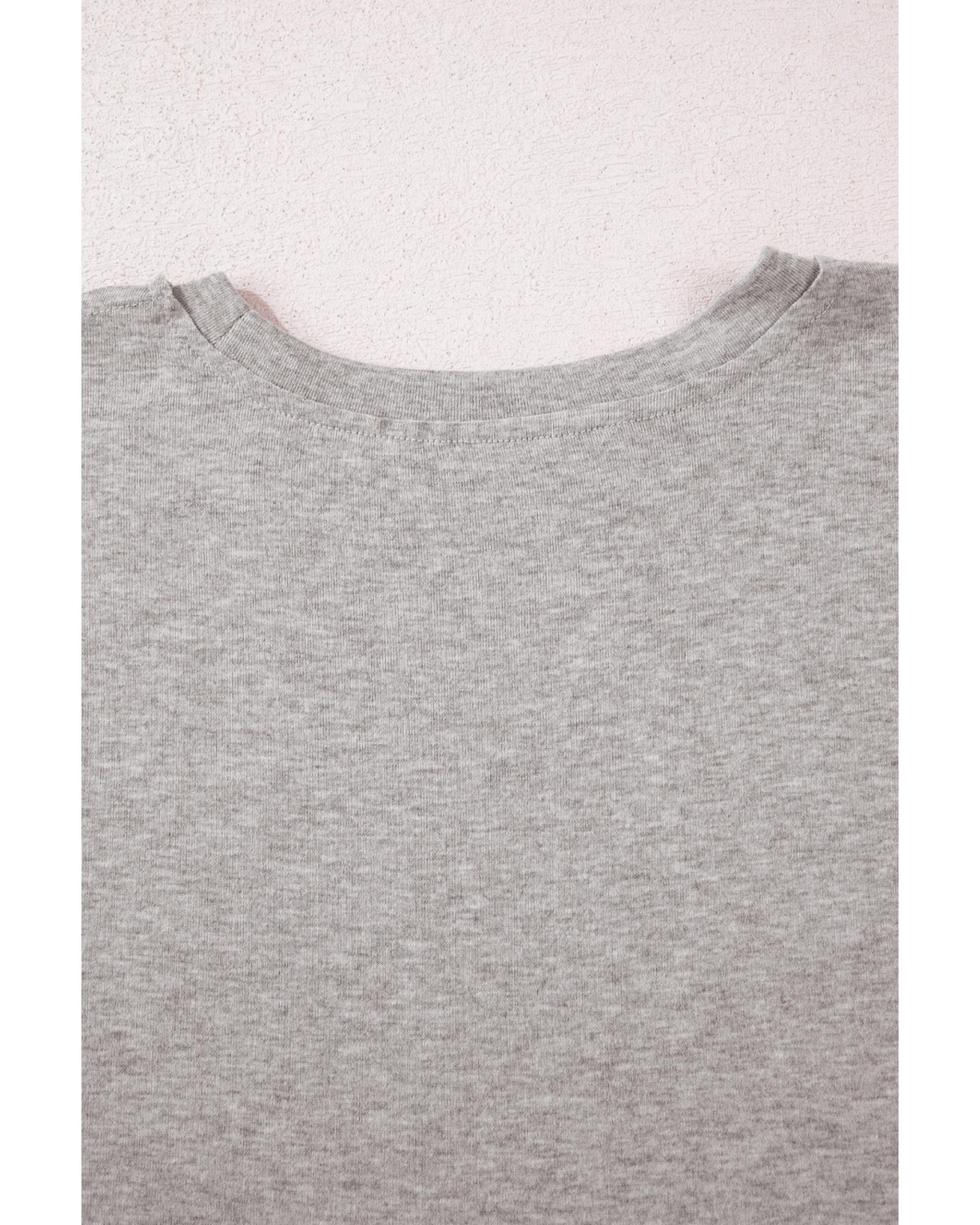 Gray Solid Color Loose Tee 2 Piece Shorts Set - M 8