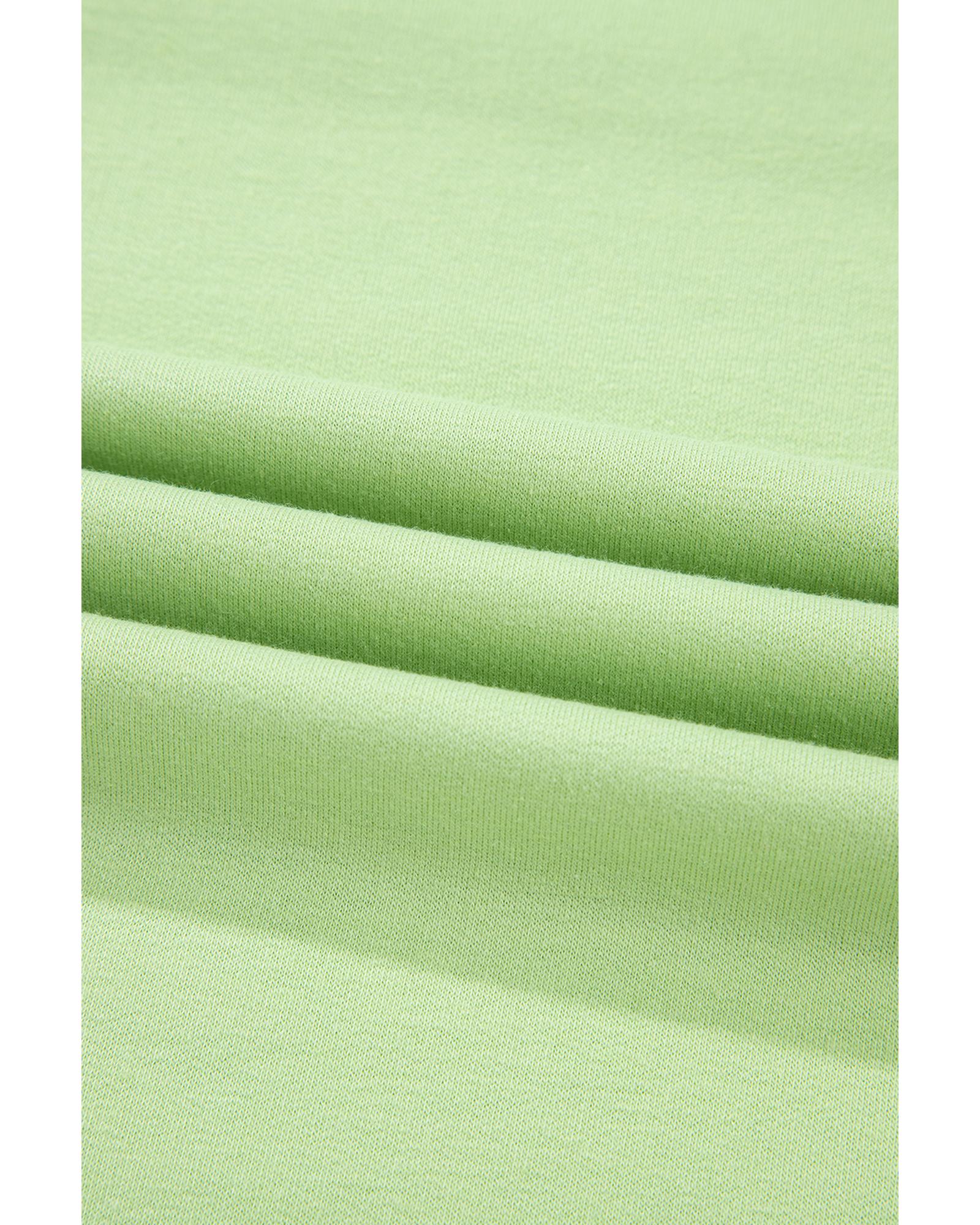 Meadow Mist Green Solid Loose V Neck Half Sleeve Tee and Shorts - L 6