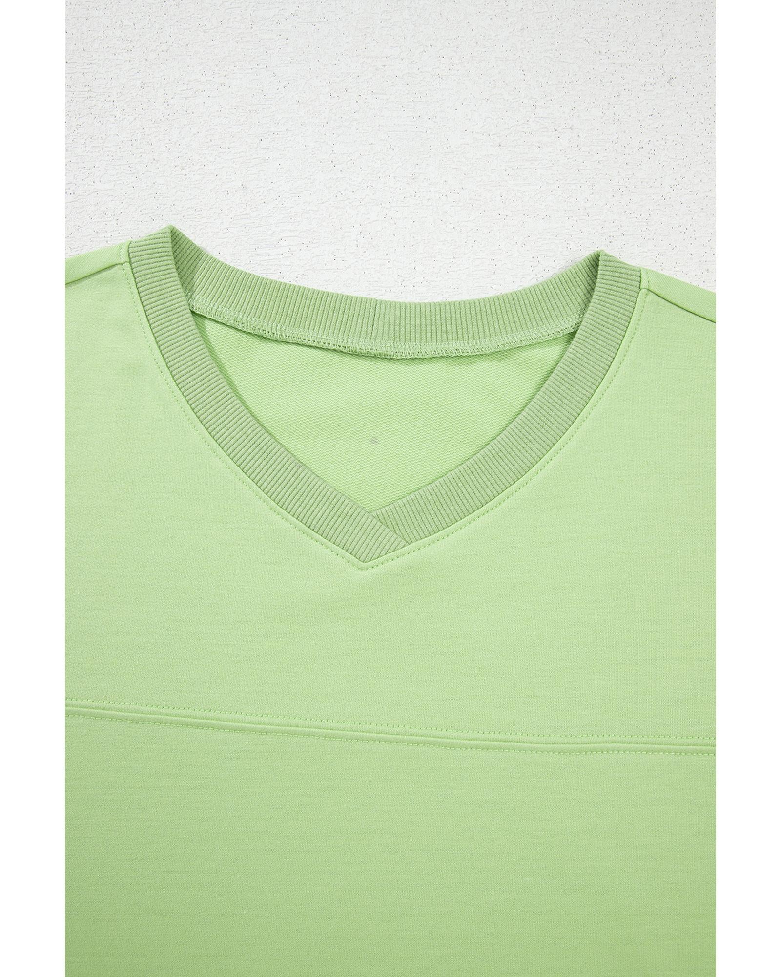 Meadow Mist Green Solid Loose V Neck Half Sleeve Tee and Shorts - L 8