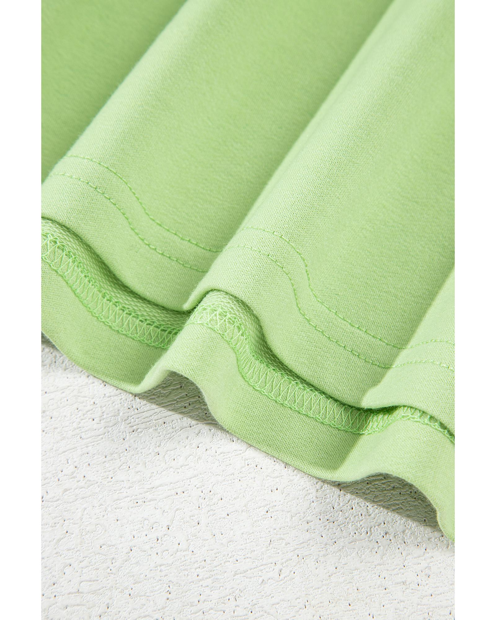 Meadow Mist Green Solid Loose V Neck Half Sleeve Tee and Shorts - M 7