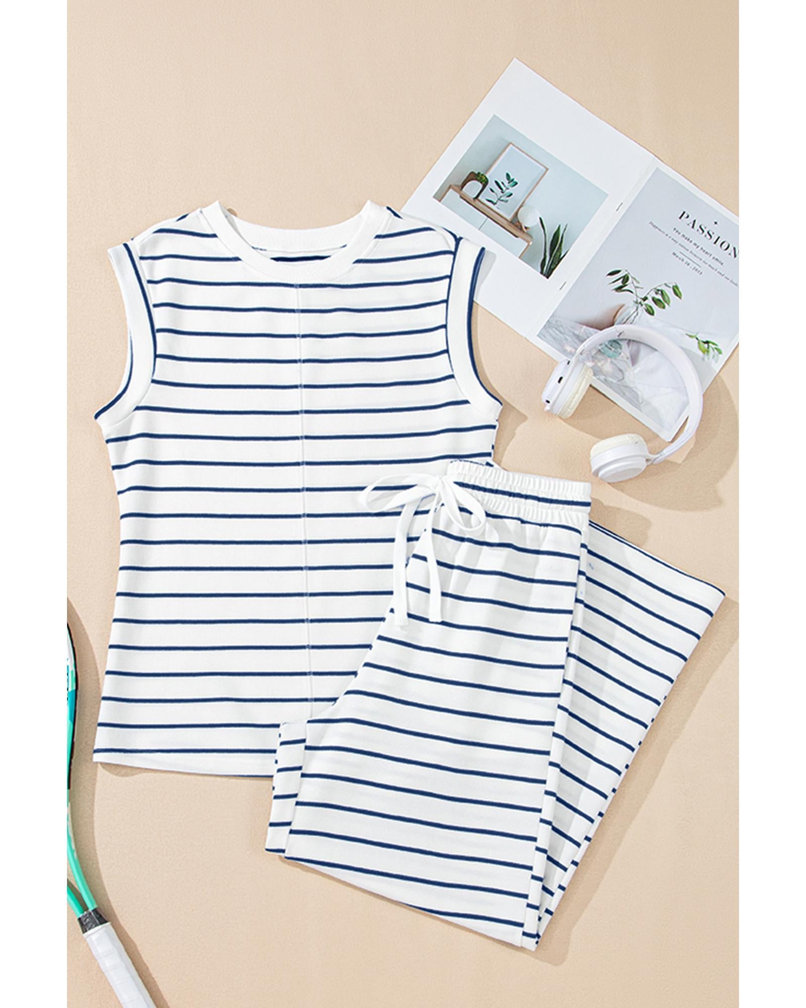 Sail Blue Casual Wide Leg 2pcs Pants Set - XL 6