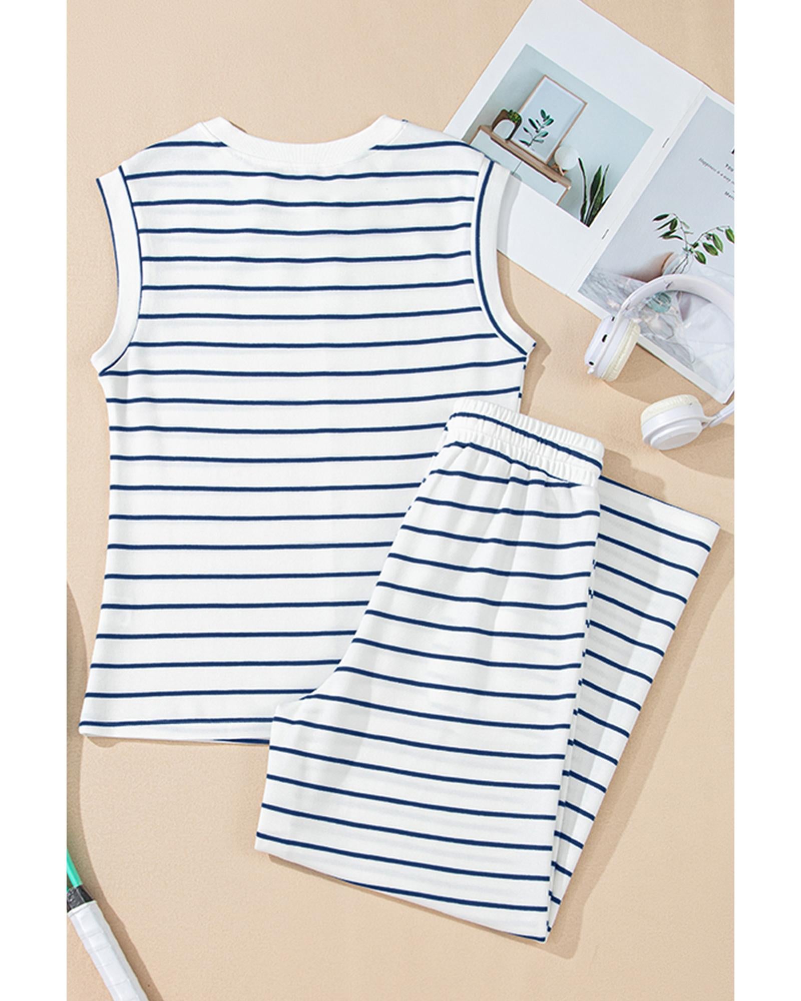 Sail Blue Casual Wide Leg 2pcs Pants Set - XL 7