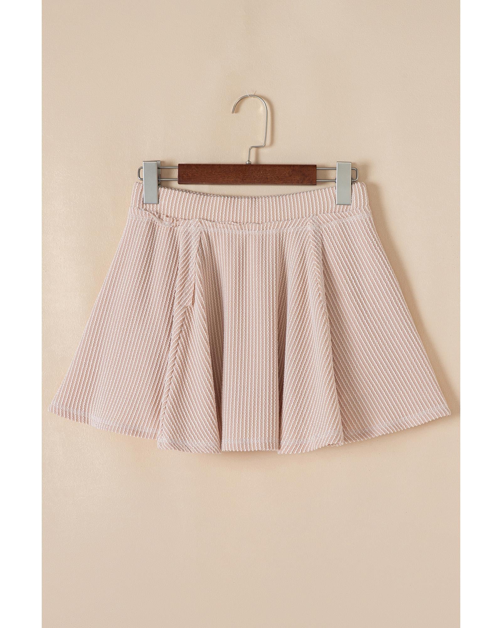 Jet Stream Corded Lantern Sleeve Top High Waist Ruffled Mini Skirt Set - M 7