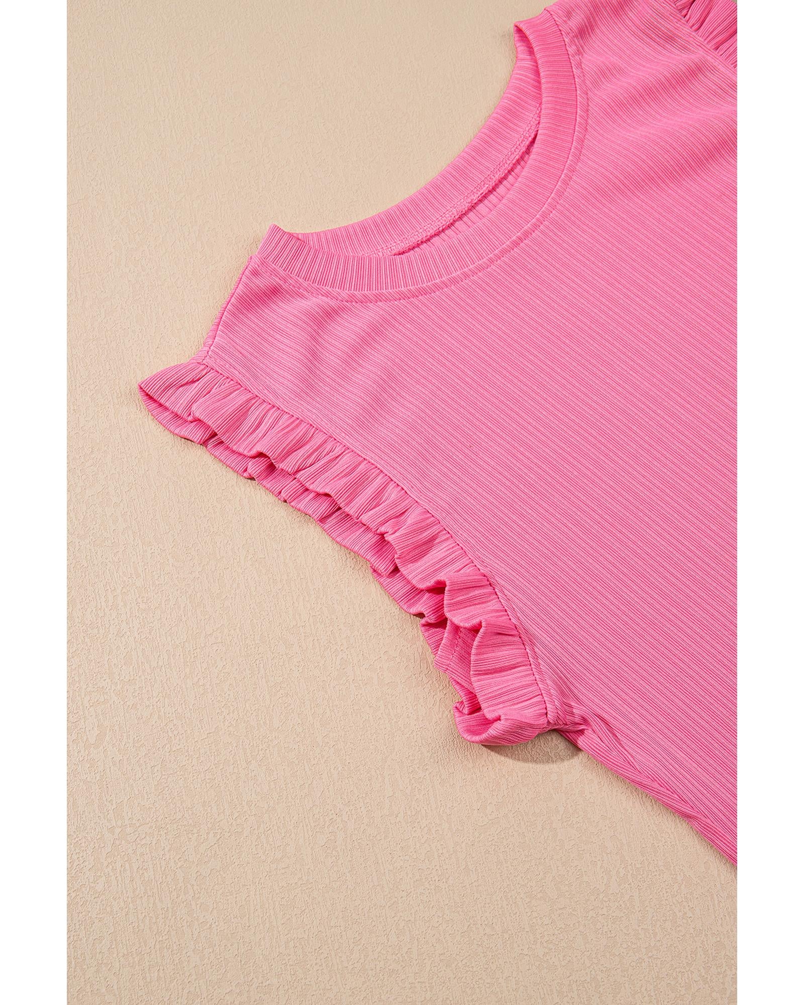 Bonbon Textured Ruffle Trim Crop Vest Lace-up Long Skirt Set - L 5