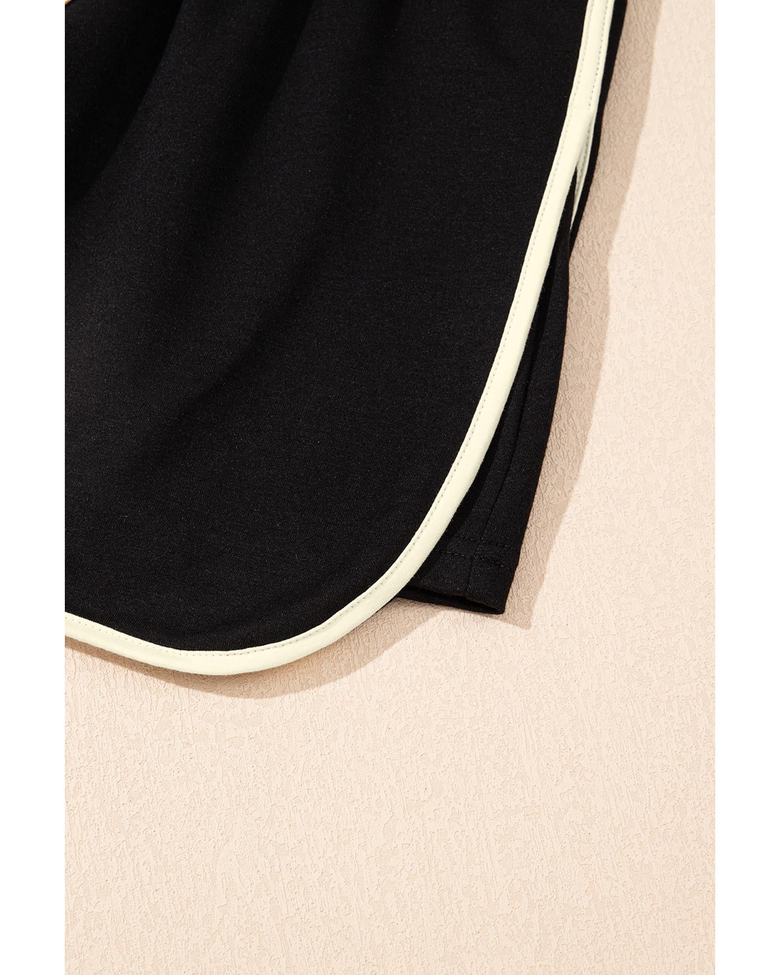 Black Colorblock Edge Drop Shoulder T Shirt and Skort 2Pcs Set - XL 5