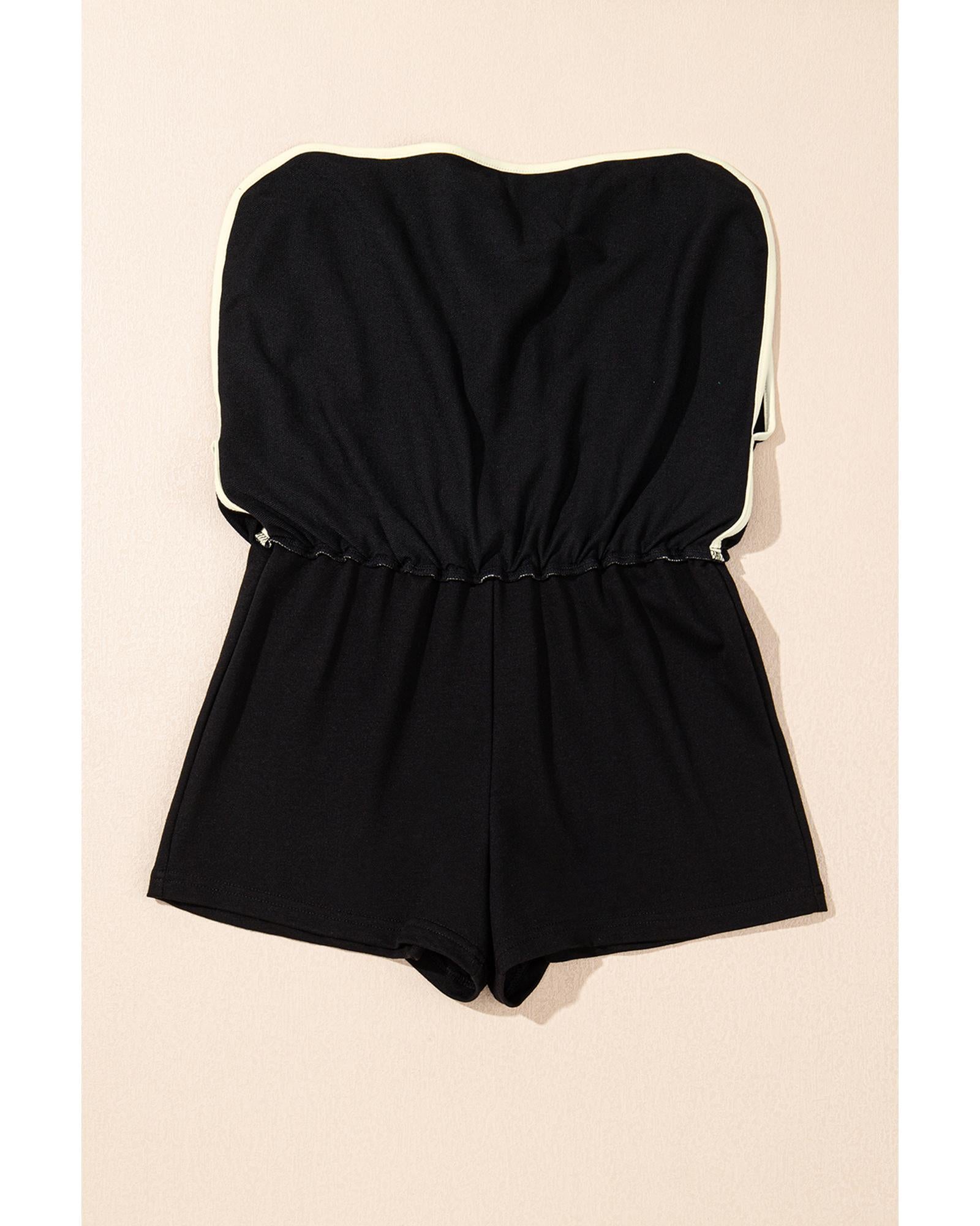 Black Colorblock Edge Drop Shoulder T Shirt and Skort 2Pcs Set - XL 6
