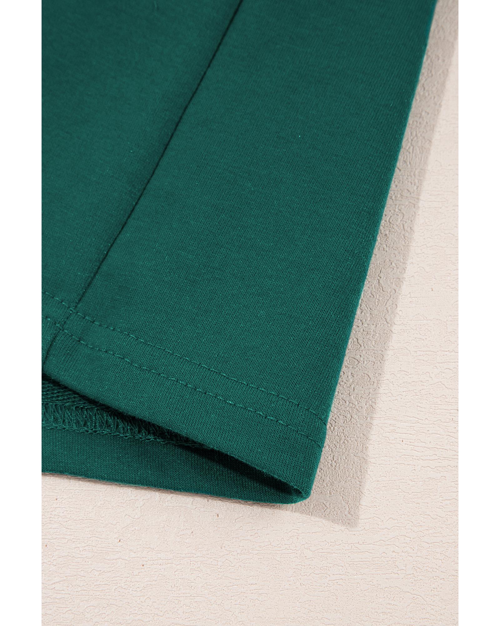 Evergreen Colorblock Edge Drop Shoulder T Shirt and Skirt 2Pcs Set - M 4