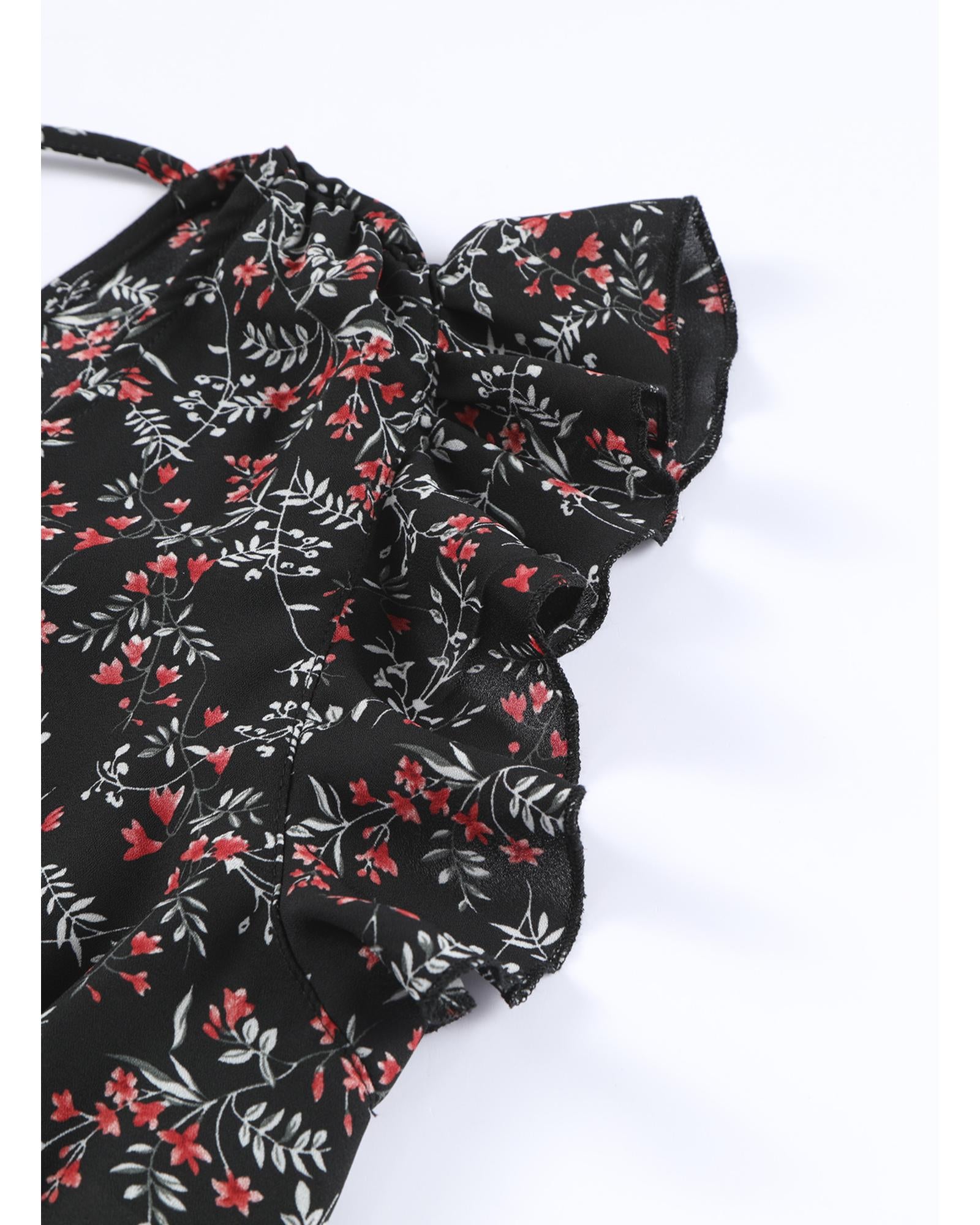 Azura Exchange Floral Ruffled Crop Top and Maxi Skirt Set - L 6