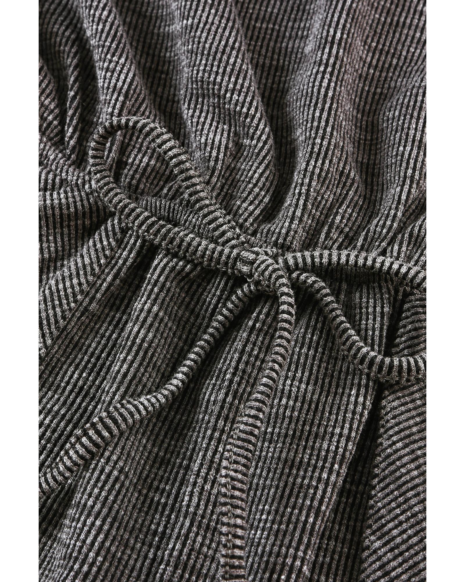 Gray Ribbed Elastic Waist Romper - S 5