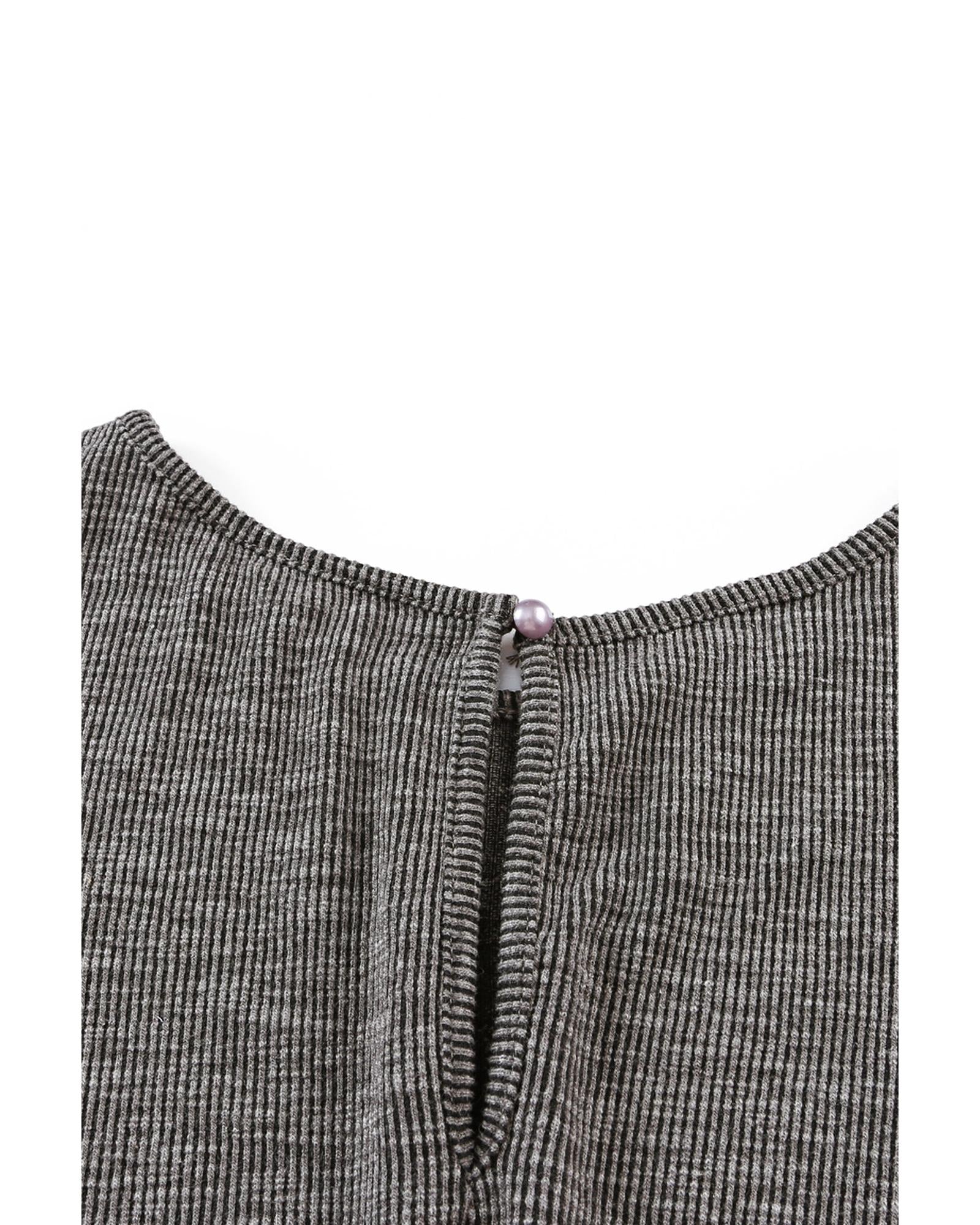 Gray Ribbed Elastic Waist Romper - S 7