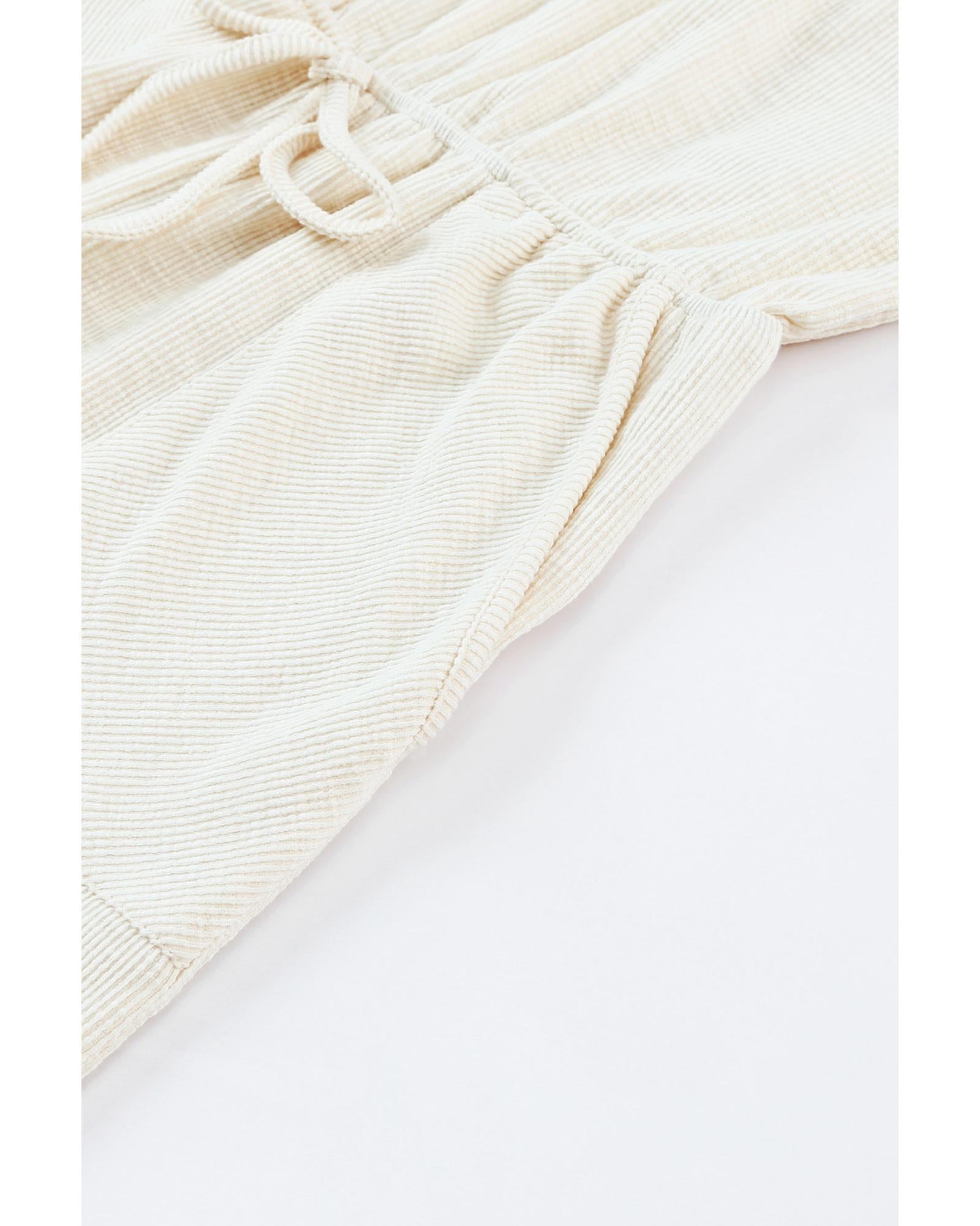 Azura Exchange Beige Ribbed Elastic Waist Romper - M 5