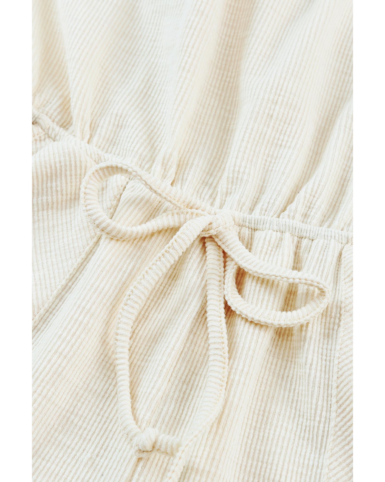 Azura Exchange Beige Ribbed Elastic Waist Romper - M 7