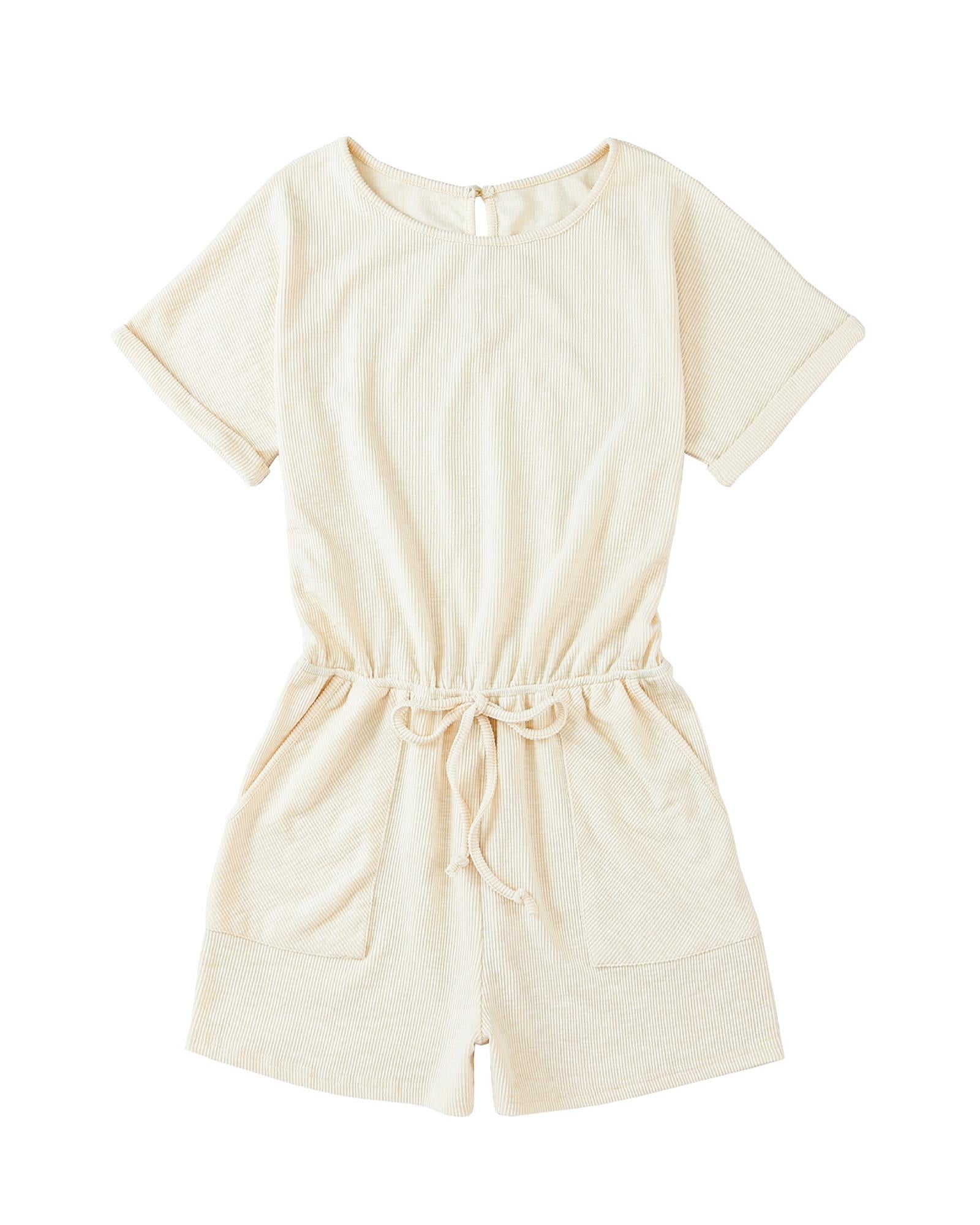 Azura Exchange Beige Ribbed Elastic Waist Romper - M 8