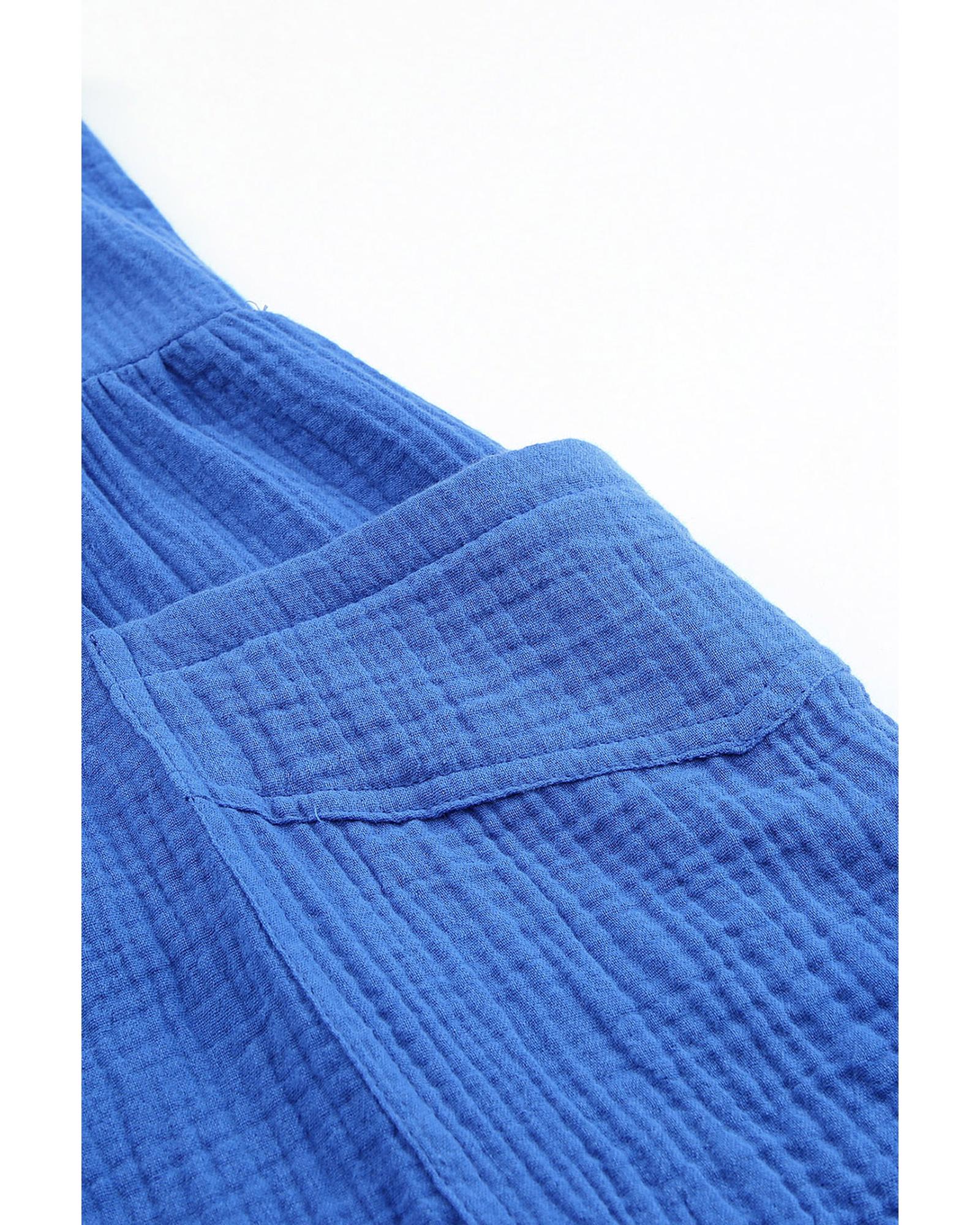 Azura Exchange Blue Textured Knotted Straps High Waist Wide Leg Romper - XL