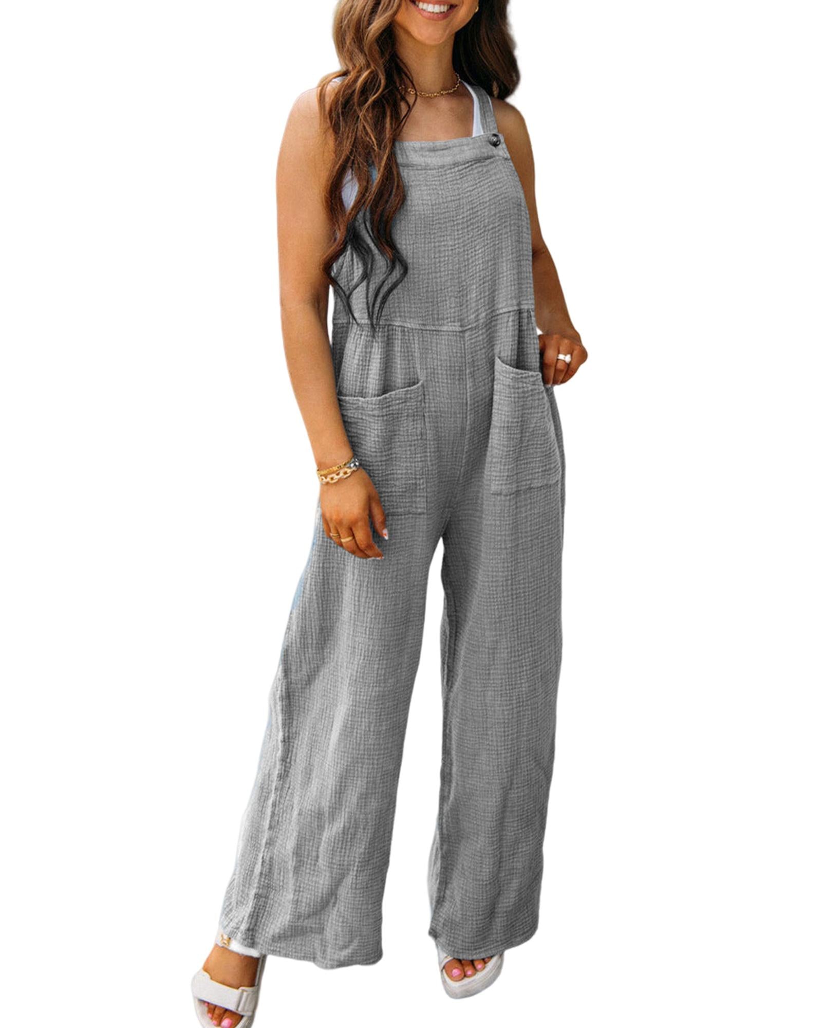 Azura Exchange Textured Wide Leg Overall with Pockets - XL 3