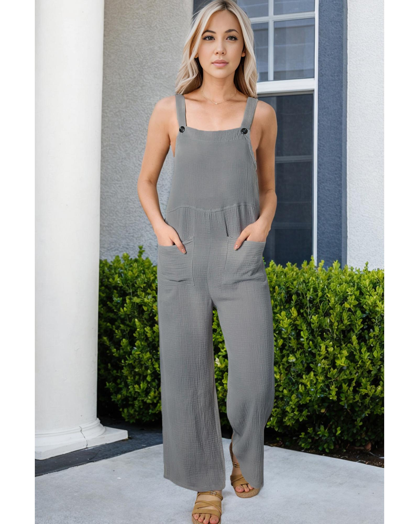 Azura Exchange Textured Wide Leg Overall with Pockets - XL 5