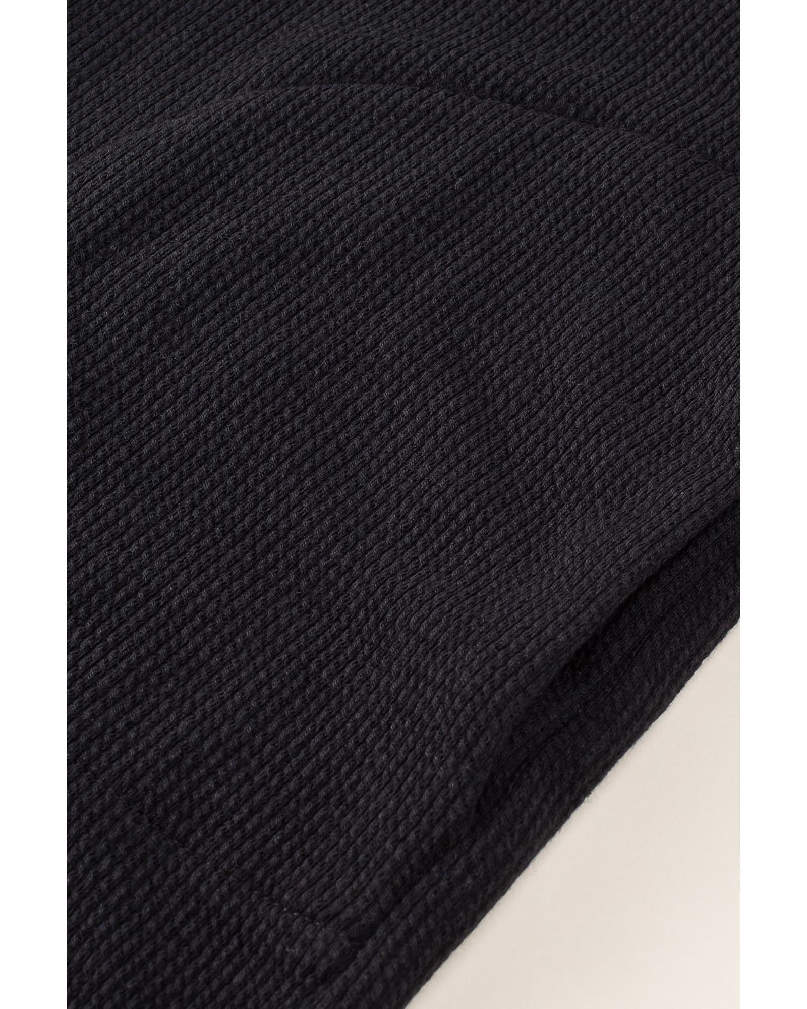 Black Brushed Ribbed Button Split V Neck Long Sleeve Romper - 2XL 6