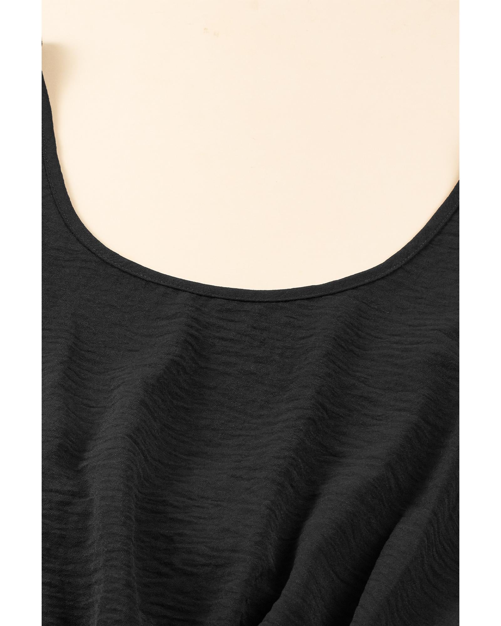 Black Knotted Backless Elastic Waist Sleeveless Romper - XL 8